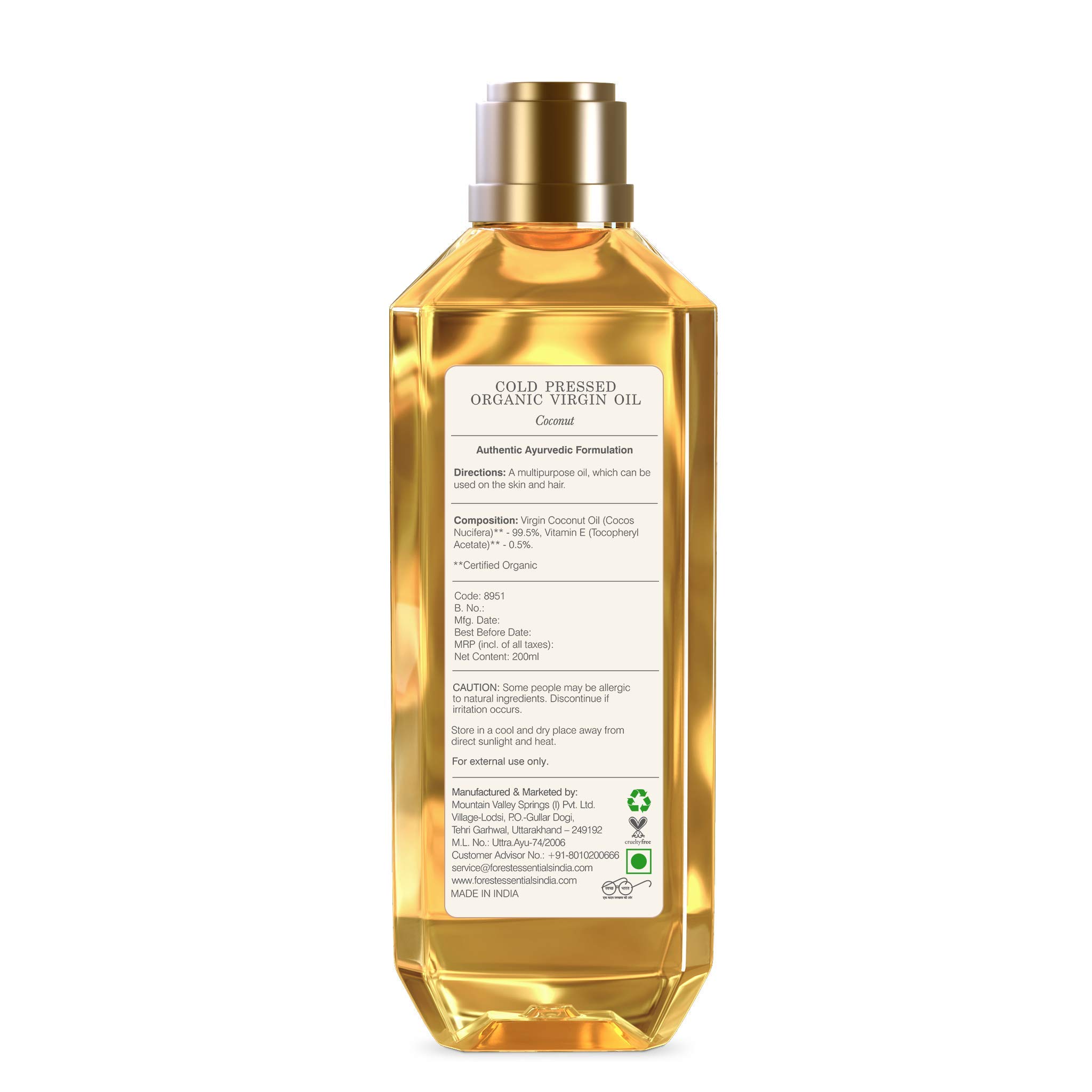 Forest Essentials Organic Cold Pressed Virgin Oil Coconut – view 4