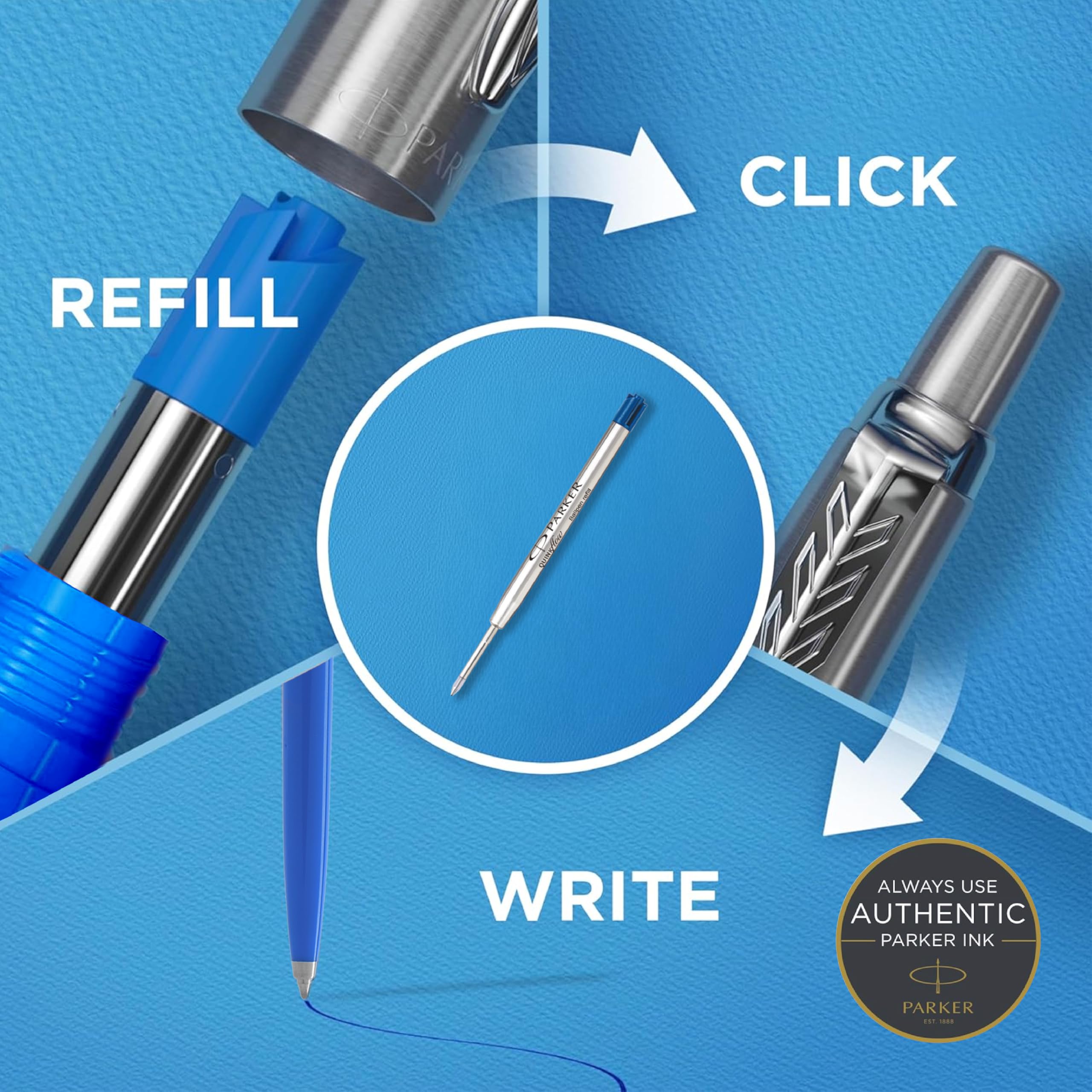 Parker Jotter Standard Chrome Trim Ball Pen and Notebook, Blue Body, Blue Ink, Fine Point - Ideal Gift Set for Professionals and Students – view 4