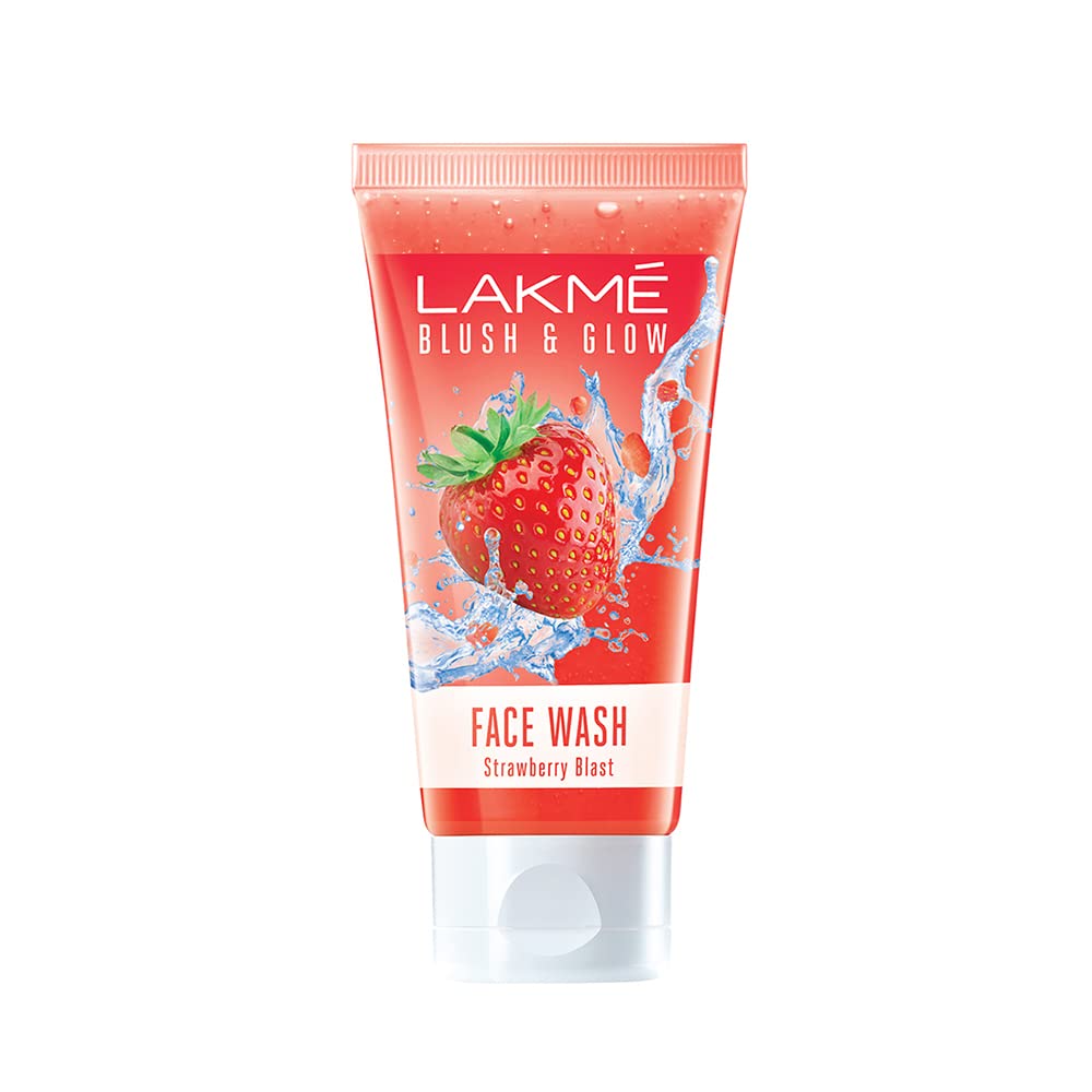 Lakme Blush & Glow strawberry face wash tube front view