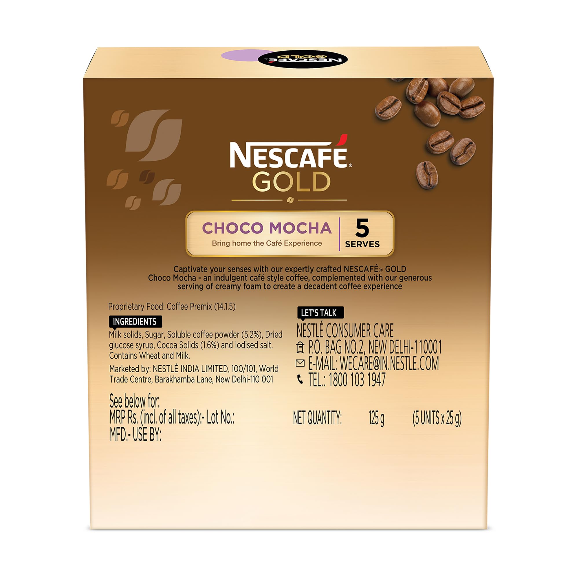 NESCAFE Gold Choco Mocha Instant Coffee Premix, 125g (5 Sachets, 25g each) – view 2