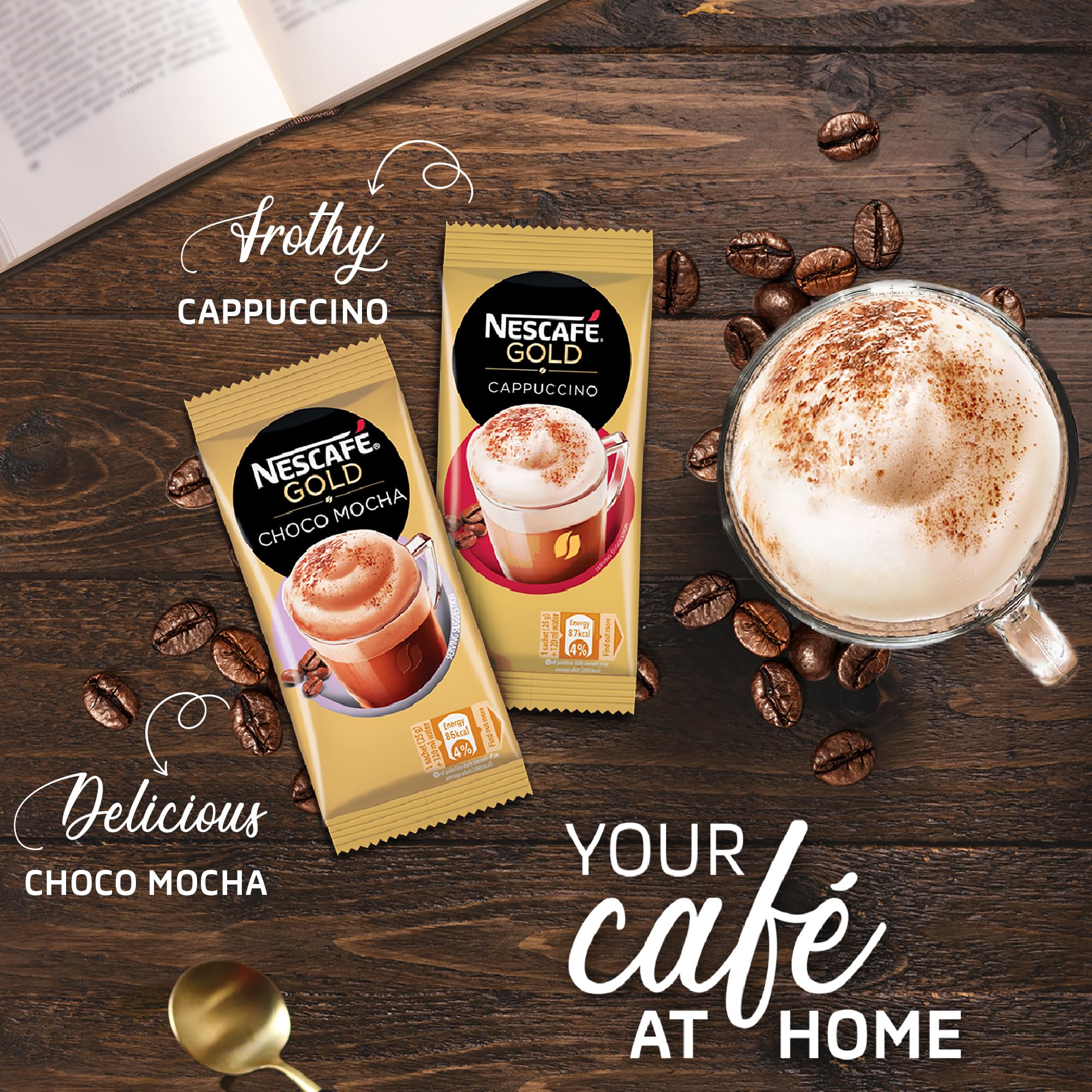 NESCAFE Gold Choco Mocha Instant Coffee Premix, 125g (5 Sachets, 25g each) – view 6