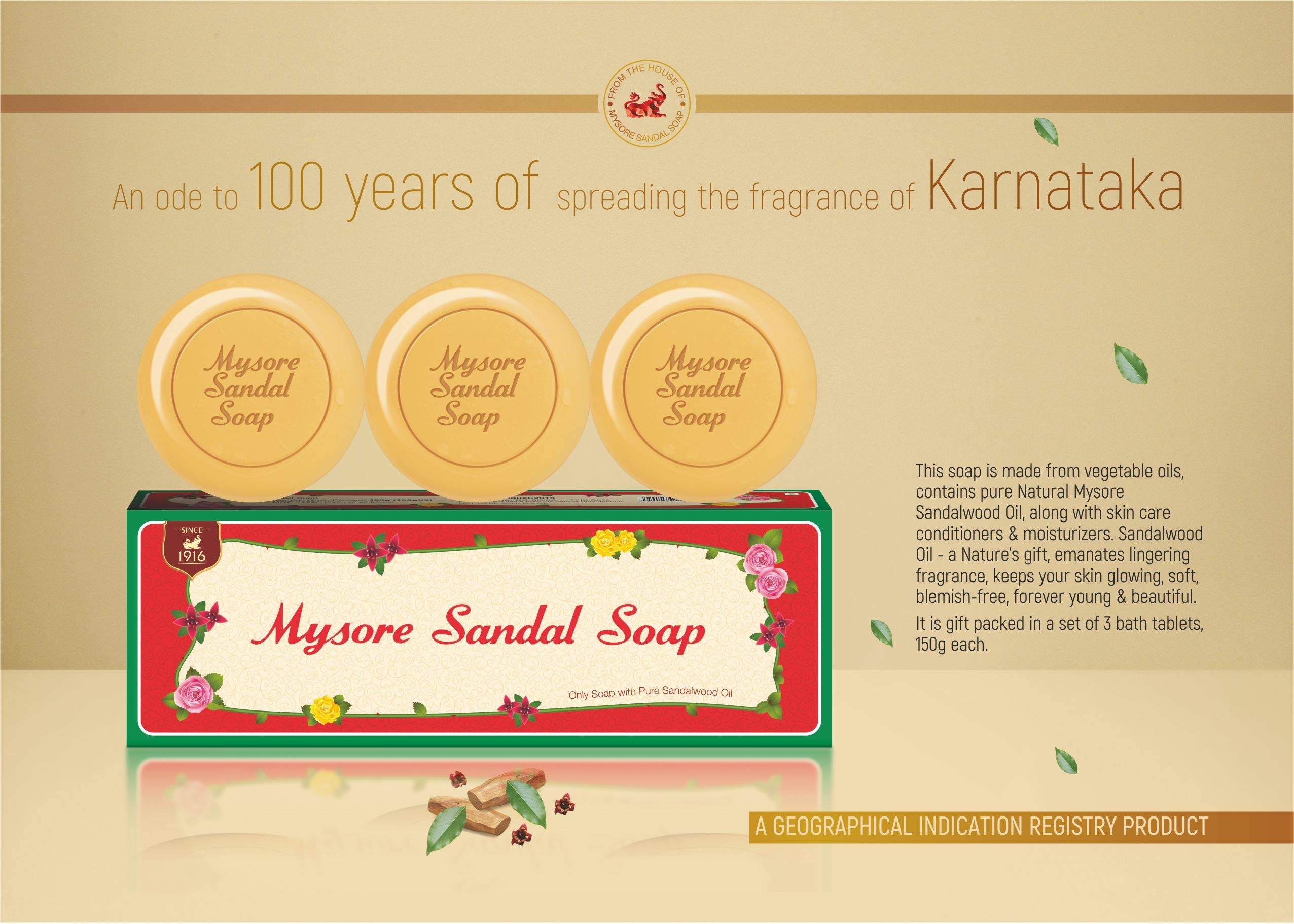 Mysore Sandal Soap,450g (150x3) (Pack Of 3) – view 2
