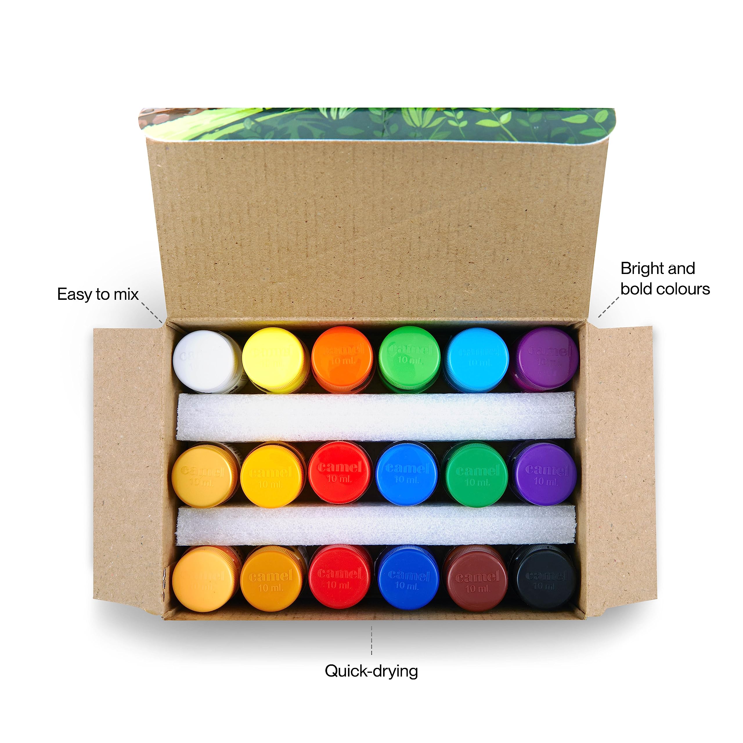 Camel Kokuyo Multicolor Pack Of 18 Shade Bottles 10Ml Each, 1 Palette, 1 Brush – view 5