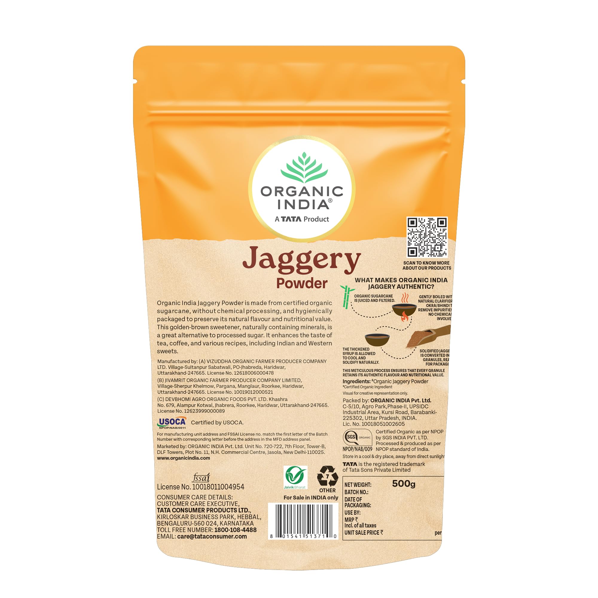 ORGANIC INDIA Jaggery Powder - 500G, Pure & Natural, No Chemical Additives, Rich In Vitamins & Minerals, A Healthy Sugar Substitute – view 6