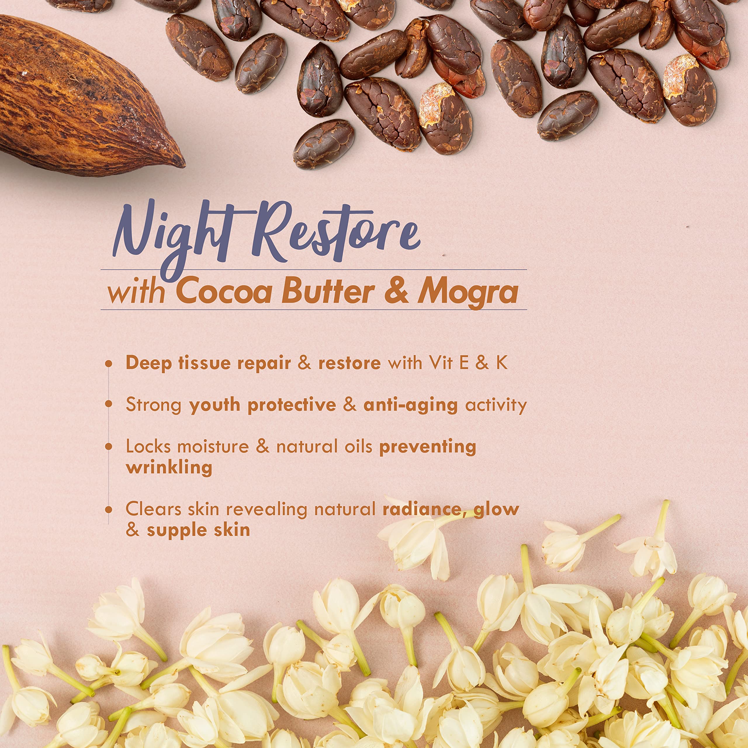 Nat Habit Coco Mogra Night Face Malai Cream, Ayurvedic Anti-Aging Formula with Vitamin E Enriched Cocoa for Radiant Skin and Restoration Overnight-30 gm – view 5