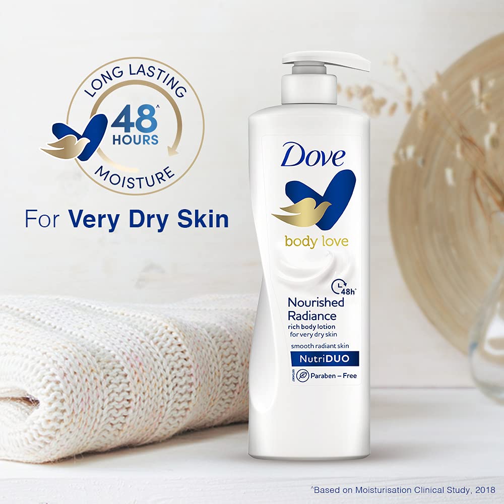 Dove Body Love, Nourished Radiance Body Lotion, 400 ml, for Soft Radiant Skin, 48hrs Long-Lasting Moisturization, Plant Based, Paraben-Free – view 3