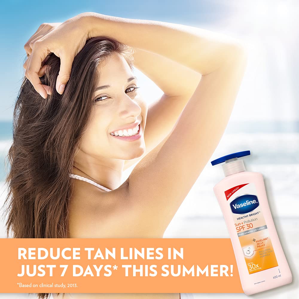Vaseline Healthy Bright, Sun + Pollution Protection Daily Moisturizer, 400ml, for Glowing Skin, 2-in-1 Body Lotion with SPF 30, Fast Absorbing and Non-sticky, for Dry Skin, for Men & Women – view 3