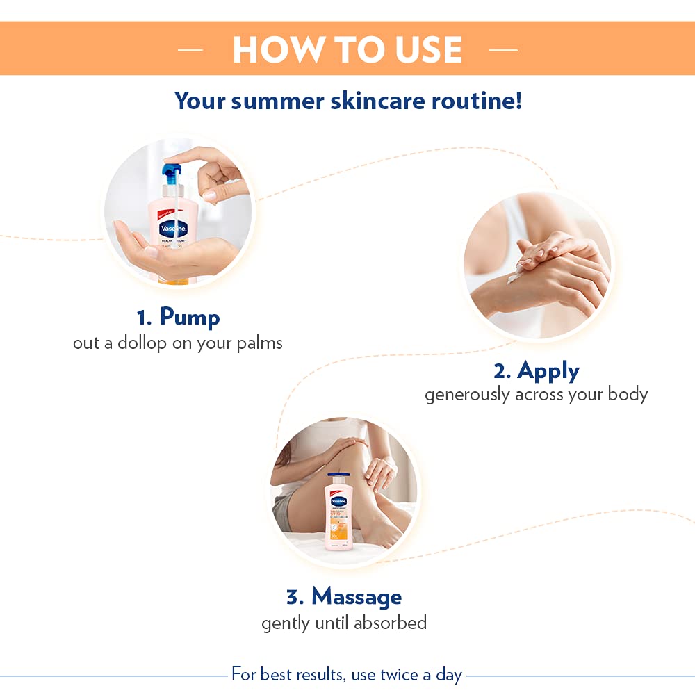 Vaseline Healthy Bright, Sun + Pollution Protection Daily Moisturizer, 400ml, for Glowing Skin, 2-in-1 Body Lotion with SPF 30, Fast Absorbing and Non-sticky, for Dry Skin, for Men & Women – view 6