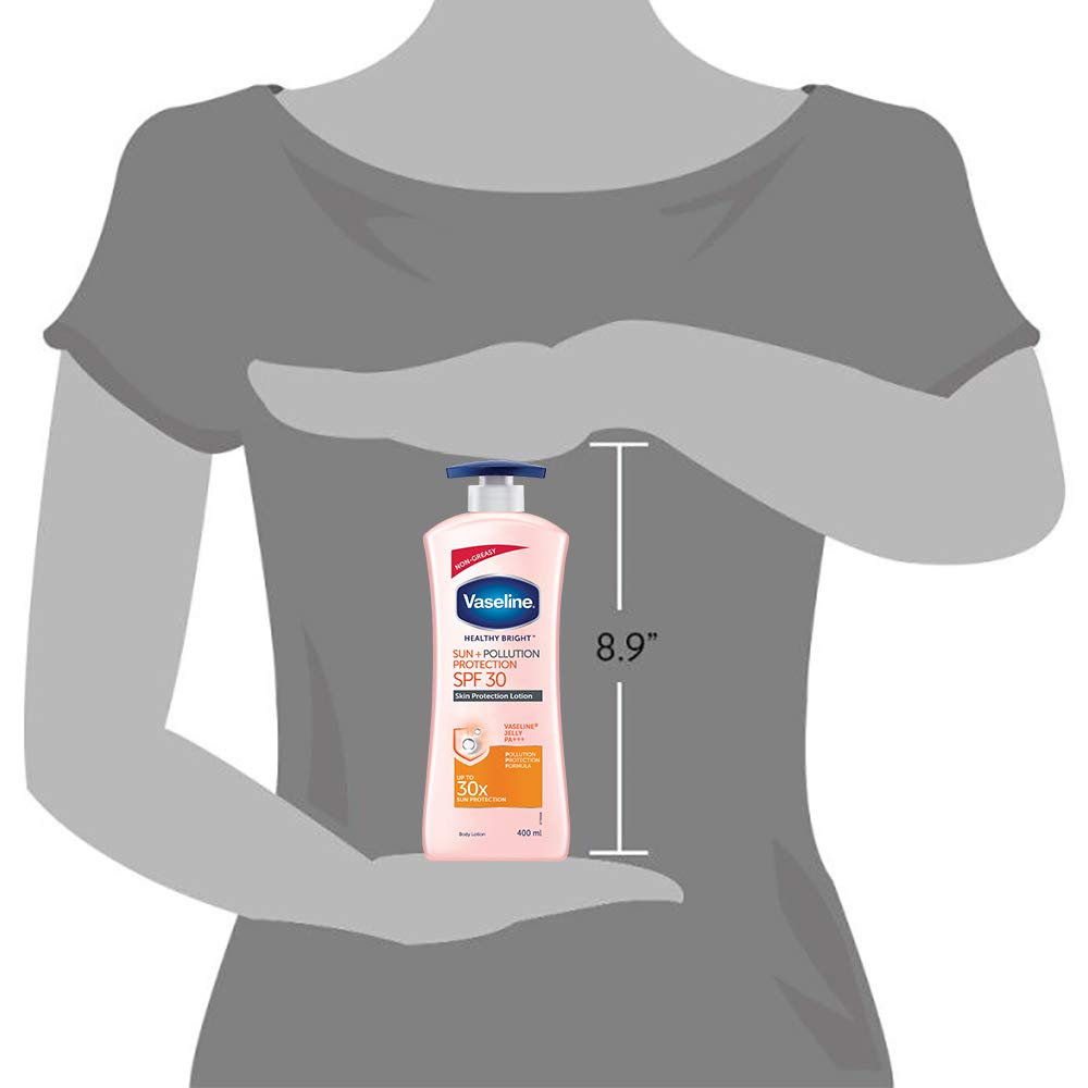 Vaseline Healthy Bright, Sun + Pollution Protection Daily Moisturizer, 400ml, for Glowing Skin, 2-in-1 Body Lotion with SPF 30, Fast Absorbing and Non-sticky, for Dry Skin, for Men & Women – view 8
