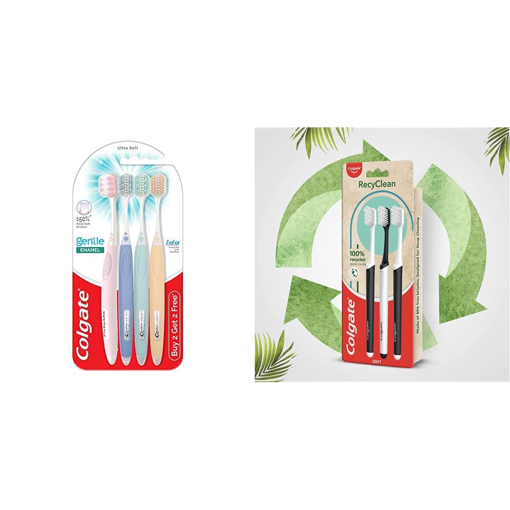 Colgate Gentle Enamel and RecyClean assorted manual toothbrush pack