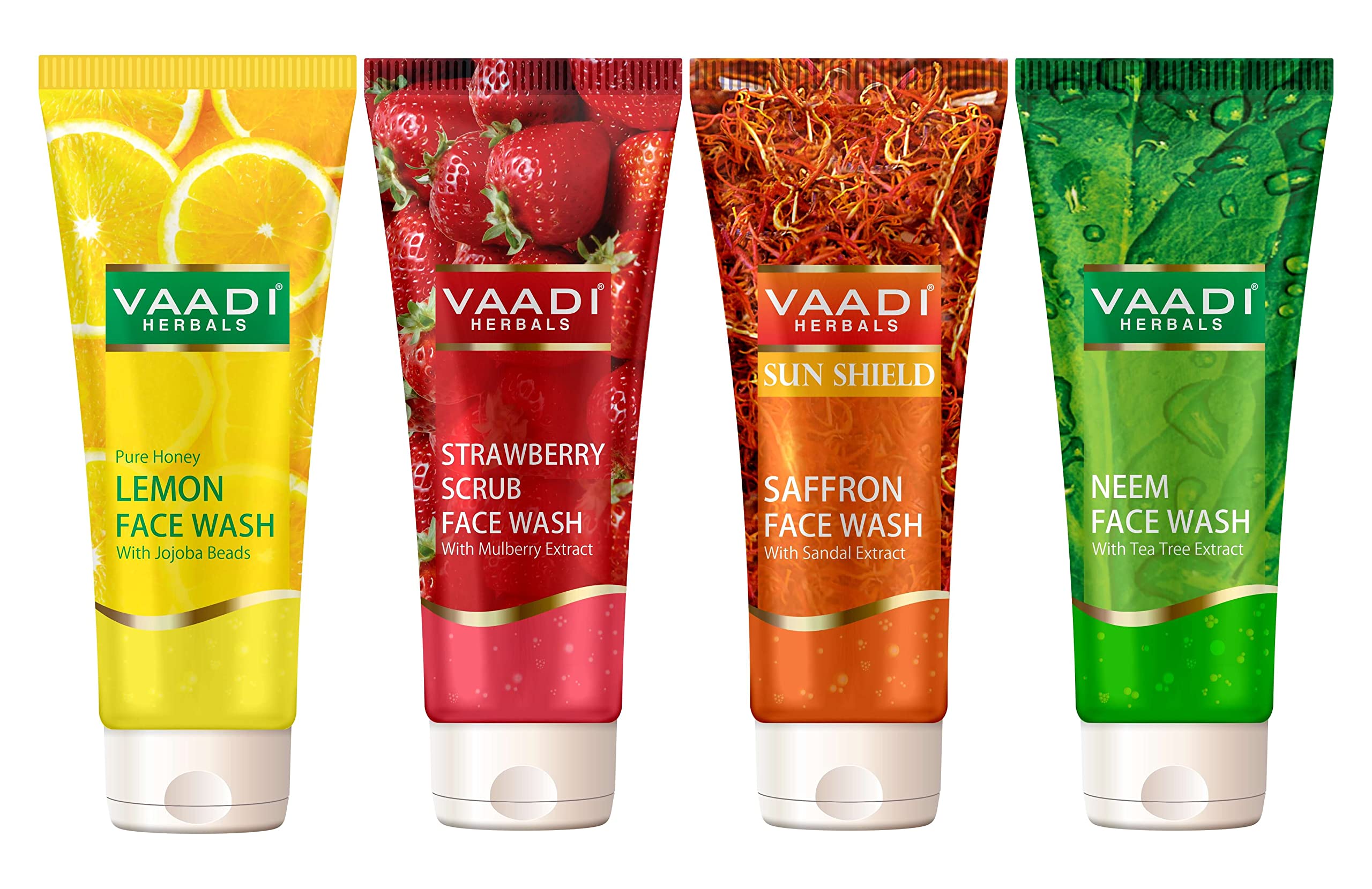 Four-tube assorted herbal gel face wash pack by Vaadi Herbals