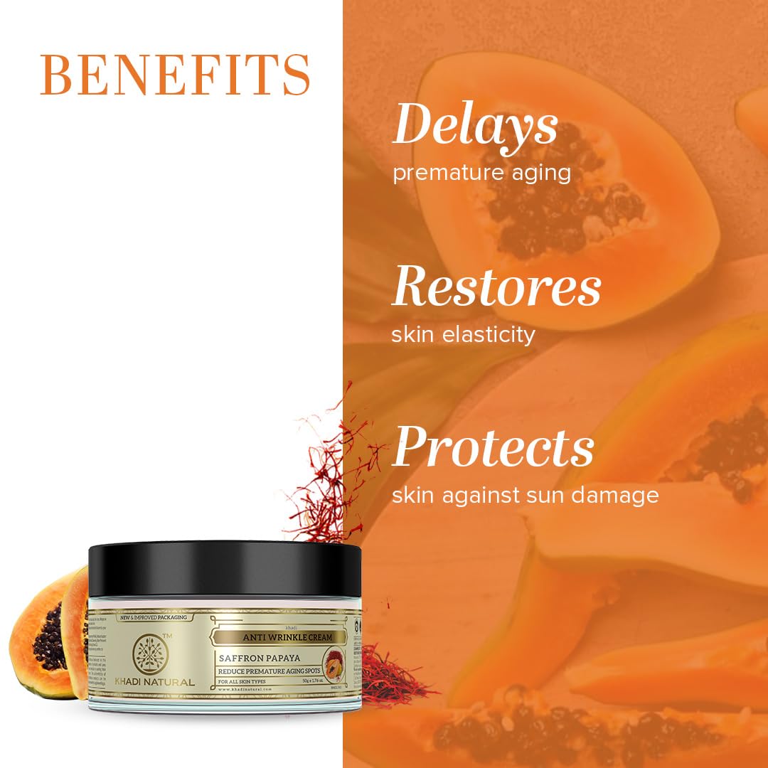 Khadi Natural Saffron and Papaya Herbal Anti Wrinkle Cream, 50g – view 2