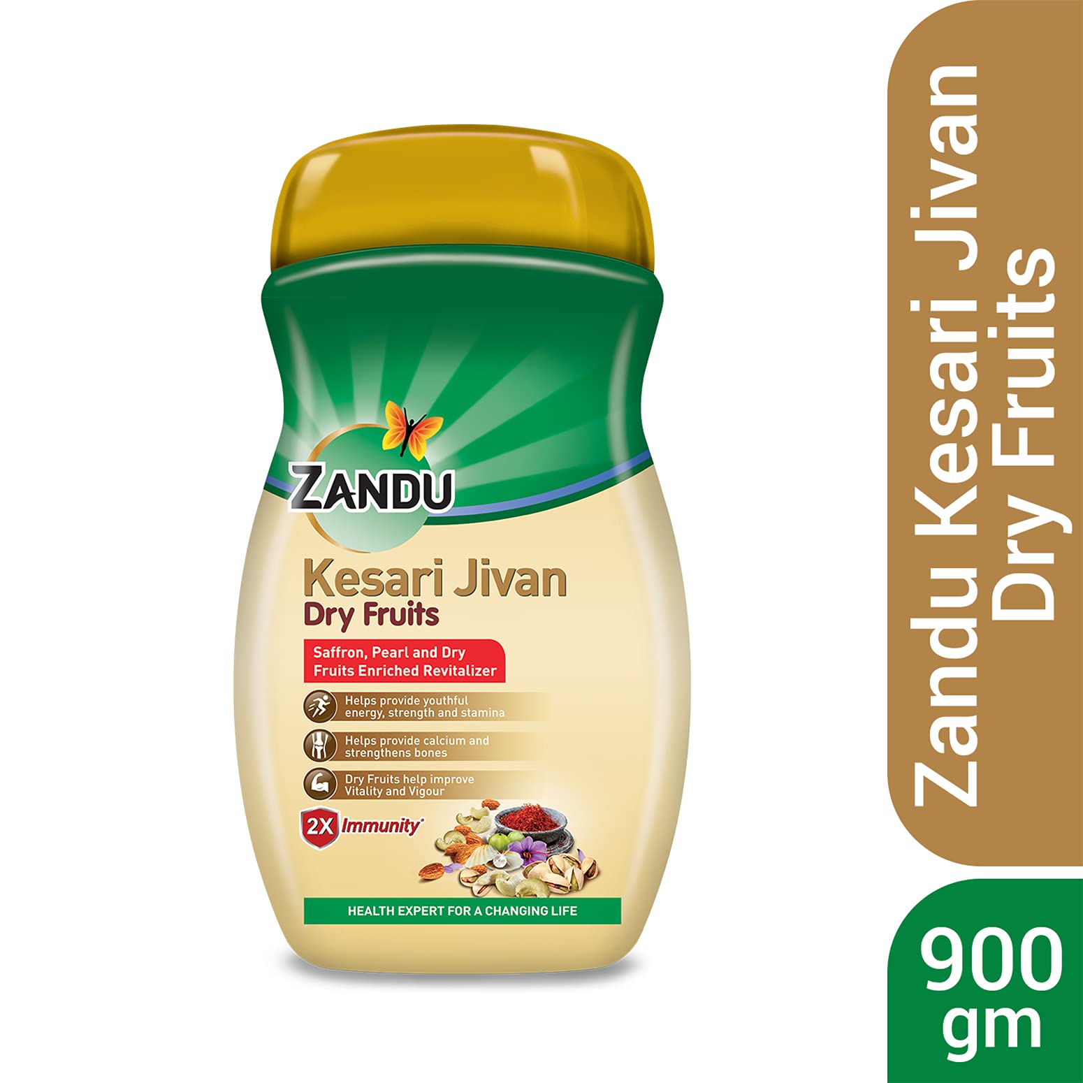 Zandu Kesari Jivan Dry Fruits Chyawanprash 900g, For 2X Immunity, Builds Energy, Strength and Stamina, Improves Vitality and Vigour – view 2