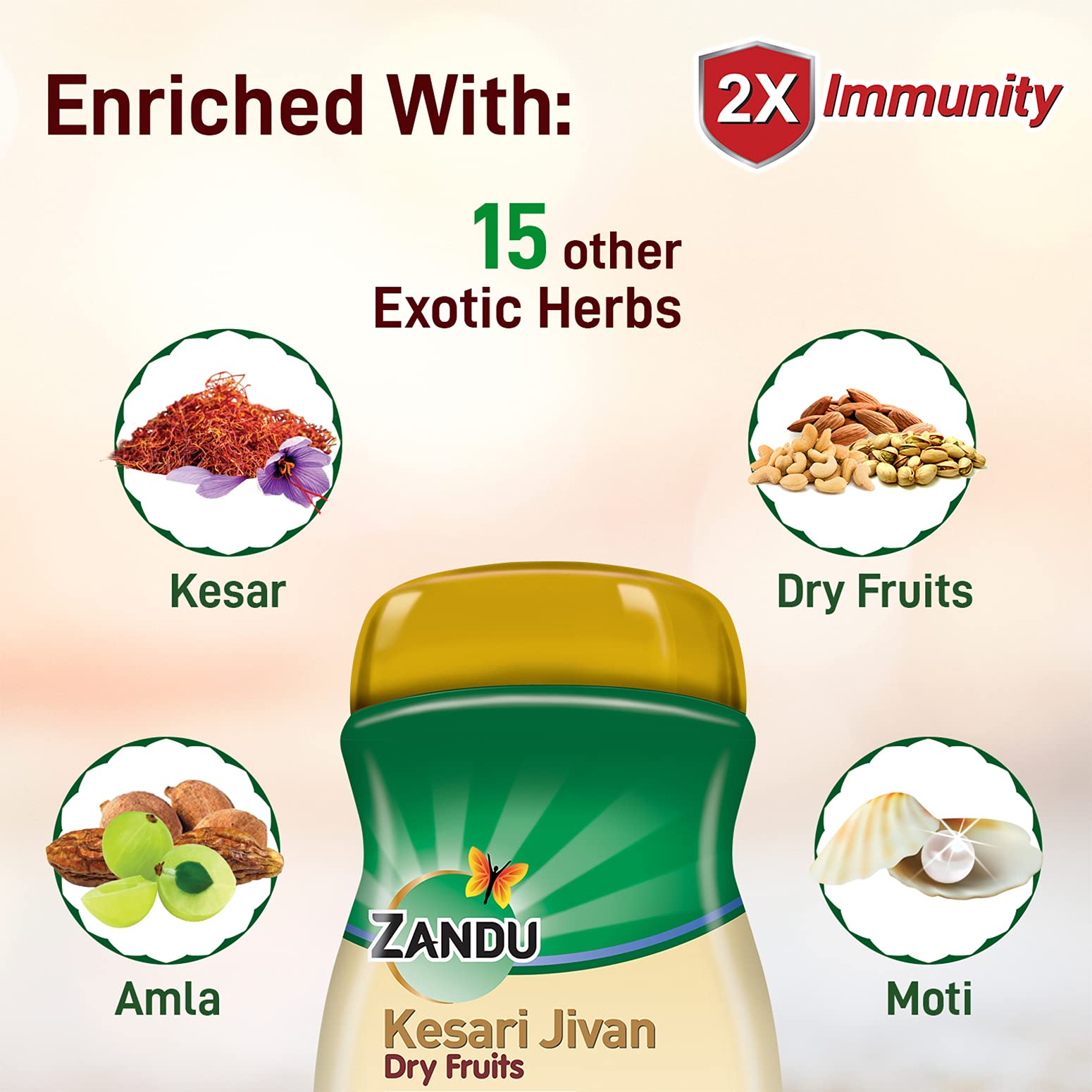 Zandu Kesari Jivan Dry Fruits Chyawanprash 900g, For 2X Immunity, Builds Energy, Strength and Stamina, Improves Vitality and Vigour – view 4