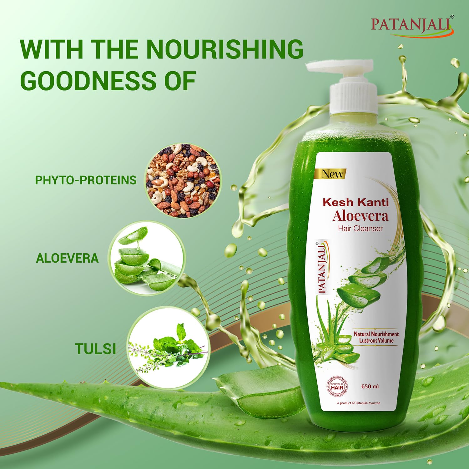 Patanjali Kesh Kanti Aloevera Hair Cleanser 650 Ml, Natural Nourishing Shampoo For Thick & Strong Hair, Scalp Cleansers for Men and Women, All Hair Types – view 2