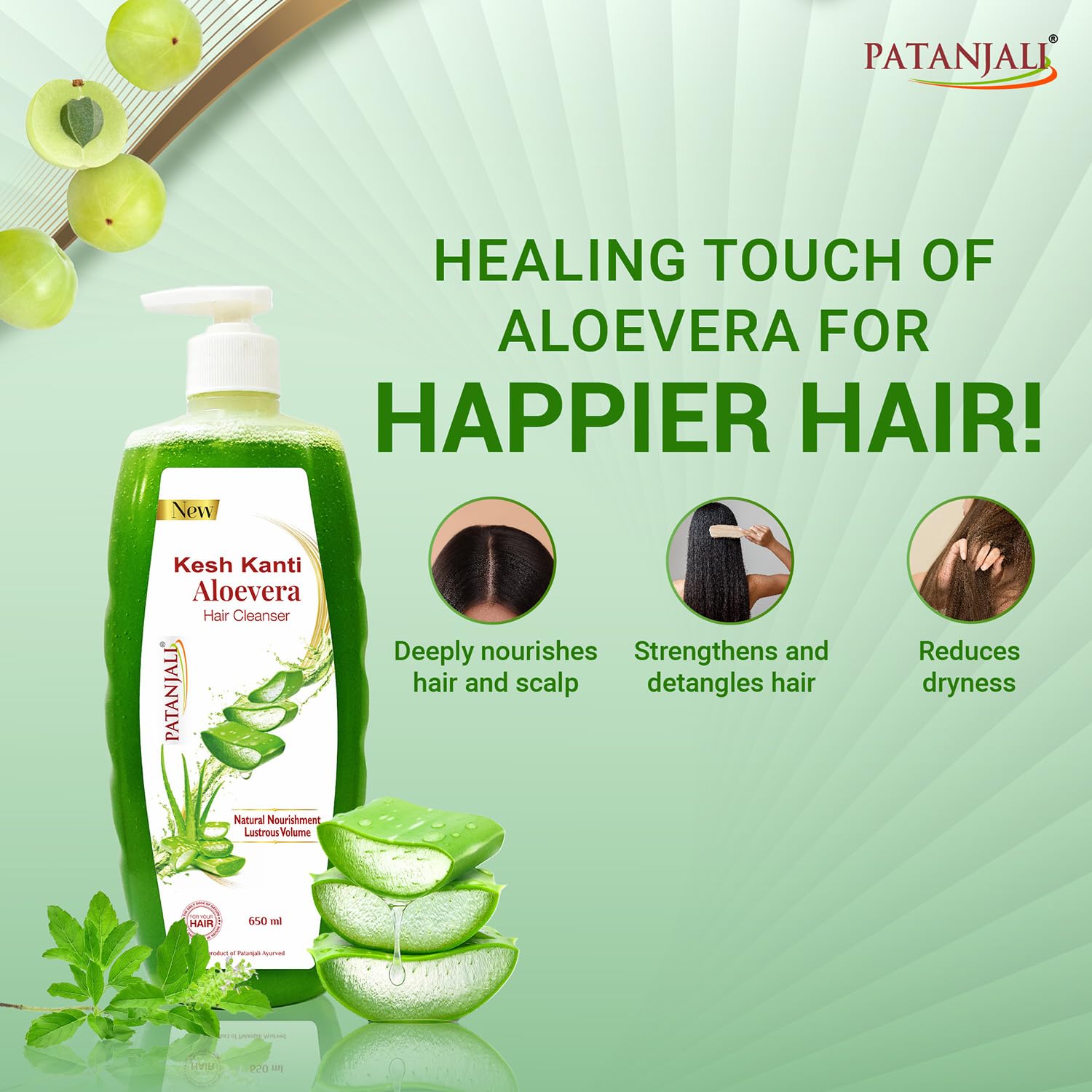 Patanjali Kesh Kanti Aloevera Hair Cleanser 650 Ml, Natural Nourishing Shampoo For Thick & Strong Hair, Scalp Cleansers for Men and Women, All Hair Types – view 4