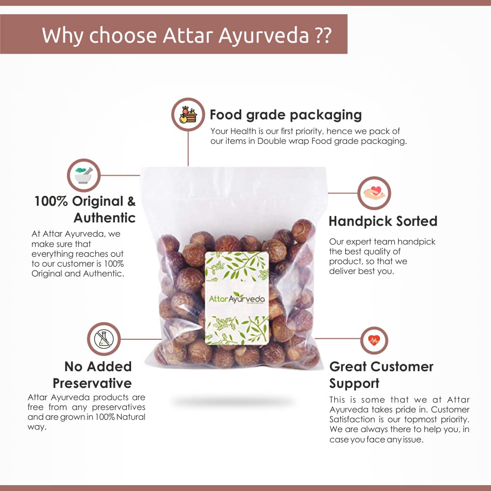 Attar Ayurveda Dried Reetha Nuts/Soapnuts for Hair (500 grams, whole) – view 3