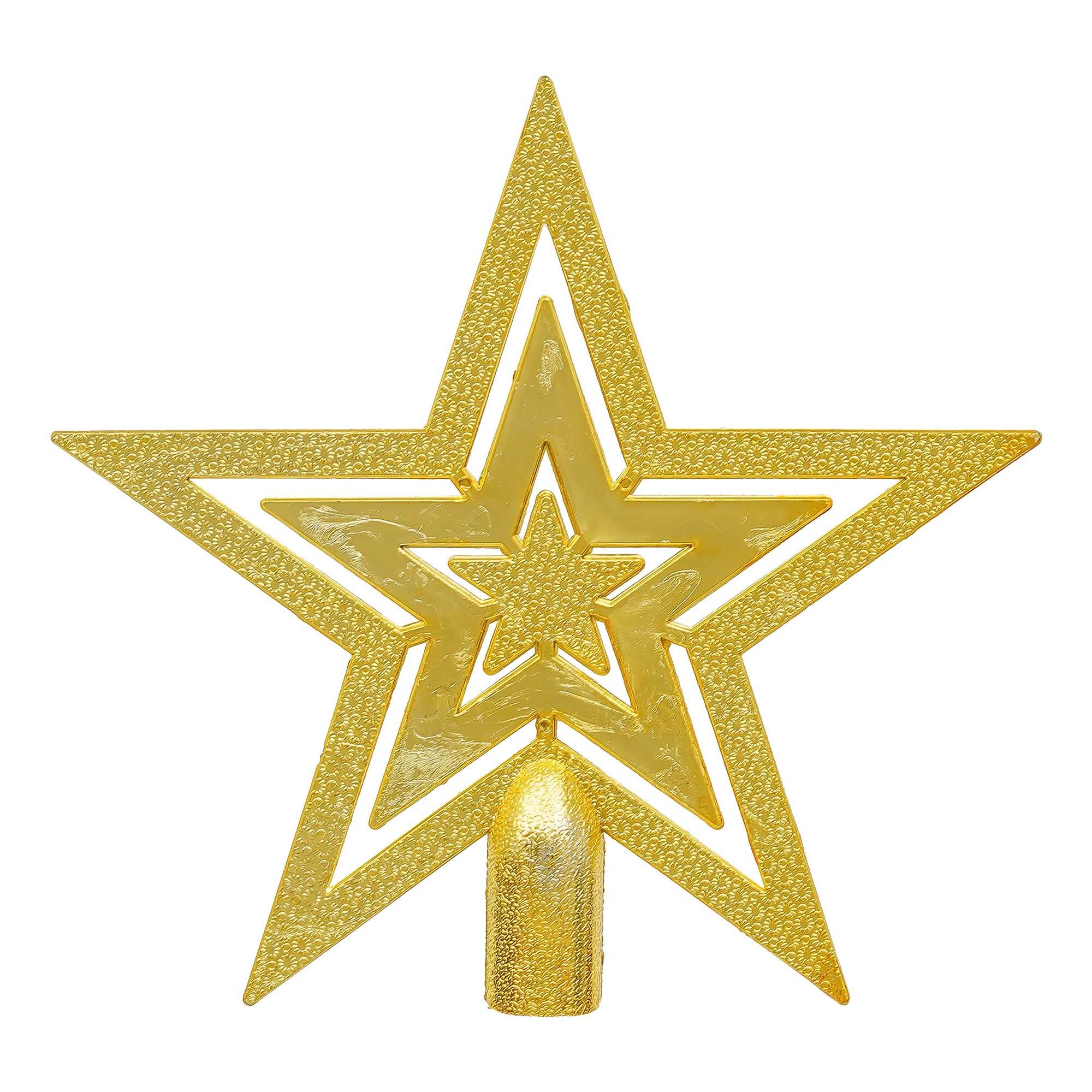 eCraftIndia Golden Merry Christmas Star for Xmas Tree Star Topper Christmas Tree Decoration Items Ornaments Props Gifts for Women Men Kids Girls – view 3