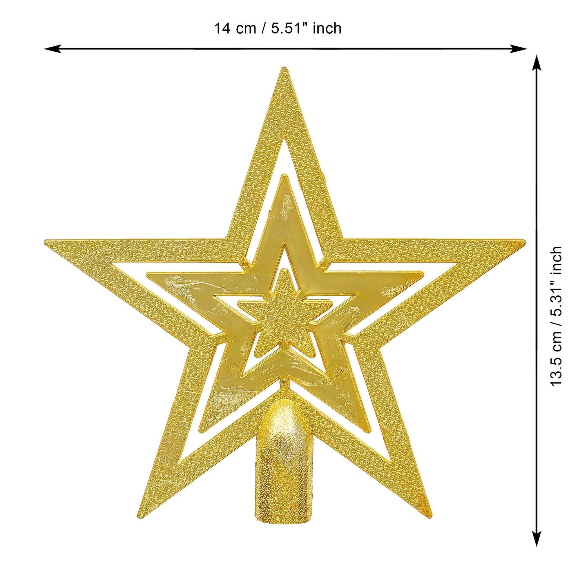 eCraftIndia Golden Merry Christmas Star for Xmas Tree Star Topper Christmas Tree Decoration Items Ornaments Props Gifts for Women Men Kids Girls – view 4