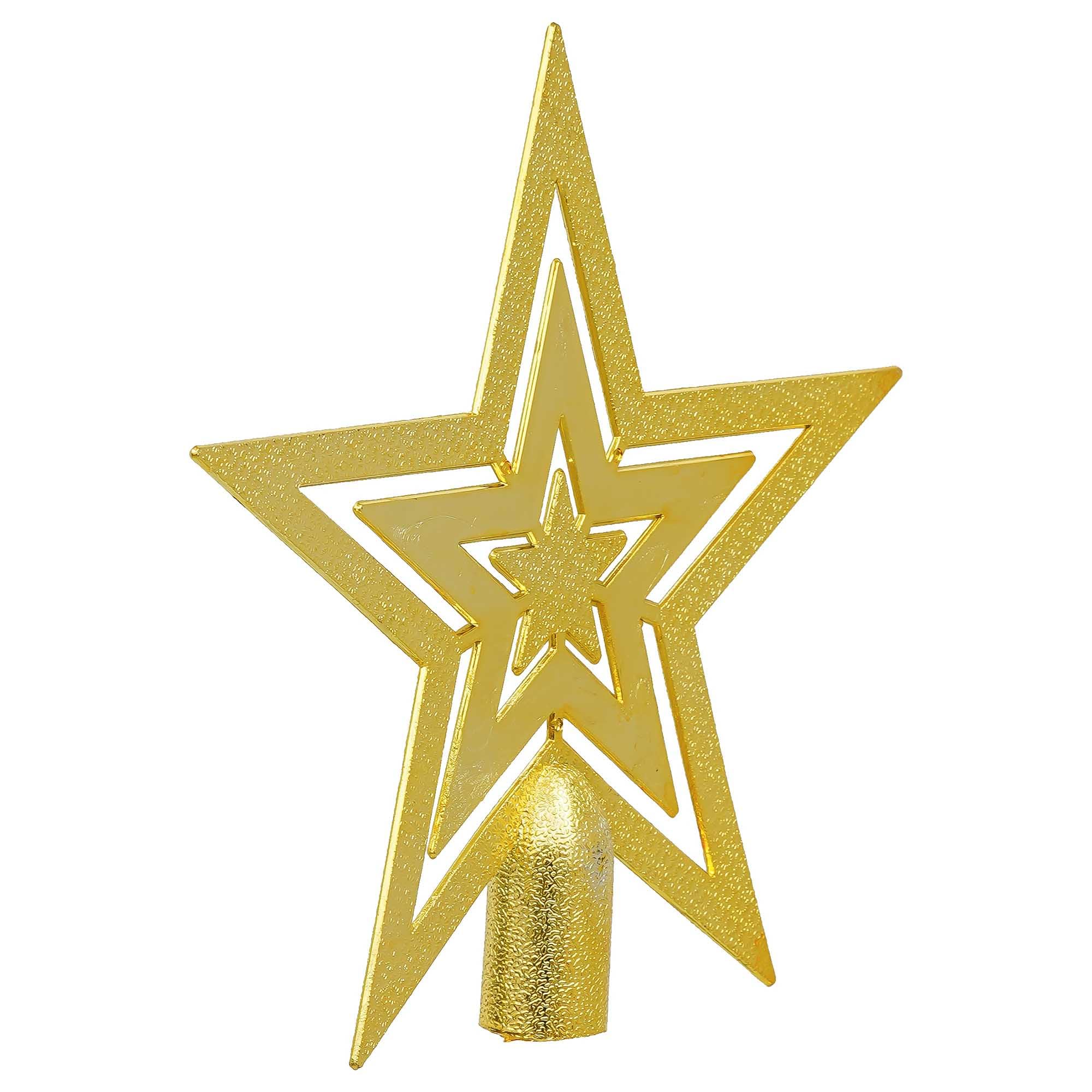 eCraftIndia Golden Merry Christmas Star for Xmas Tree Star Topper Christmas Tree Decoration Items Ornaments Props Gifts for Women Men Kids Girls – view 6