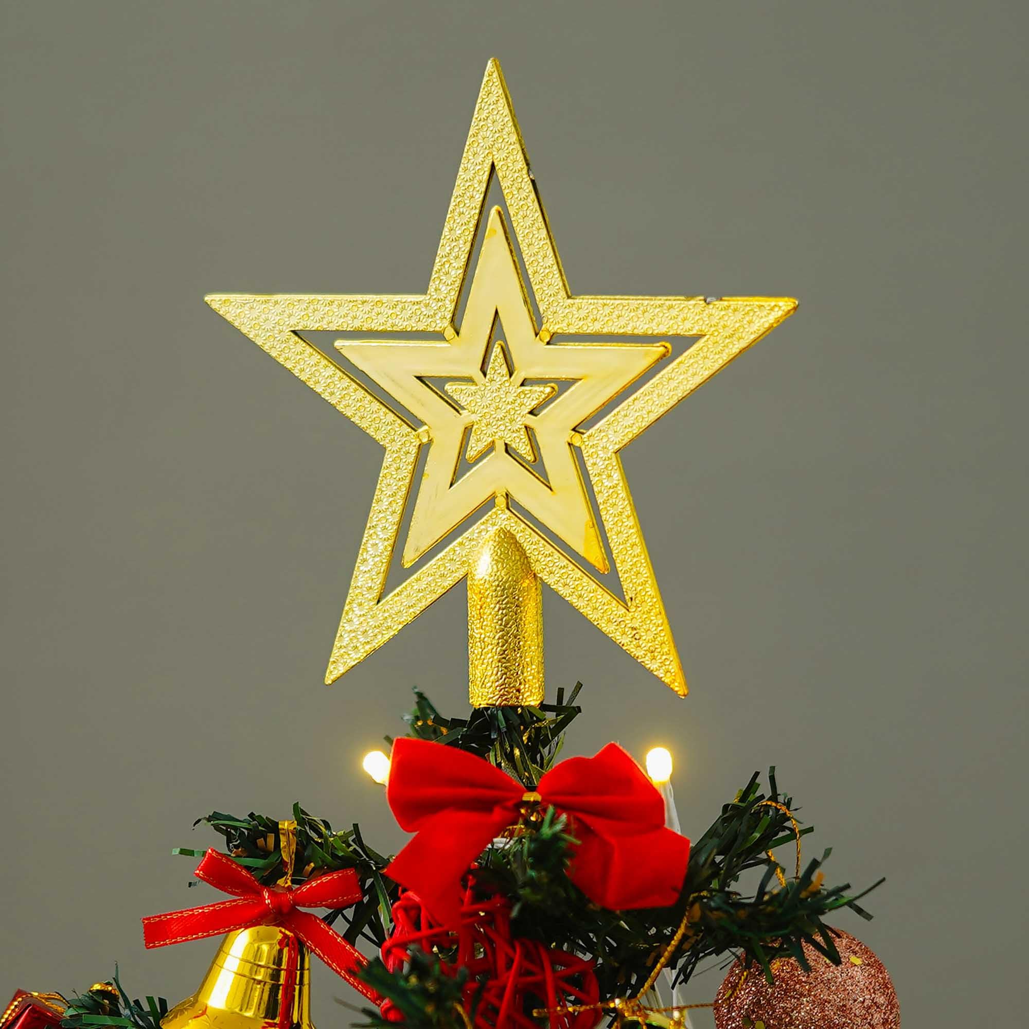 eCraftIndia Golden Merry Christmas Star for Xmas Tree Star Topper Christmas Tree Decoration Items Ornaments Props Gifts for Women Men Kids Girls – view 7