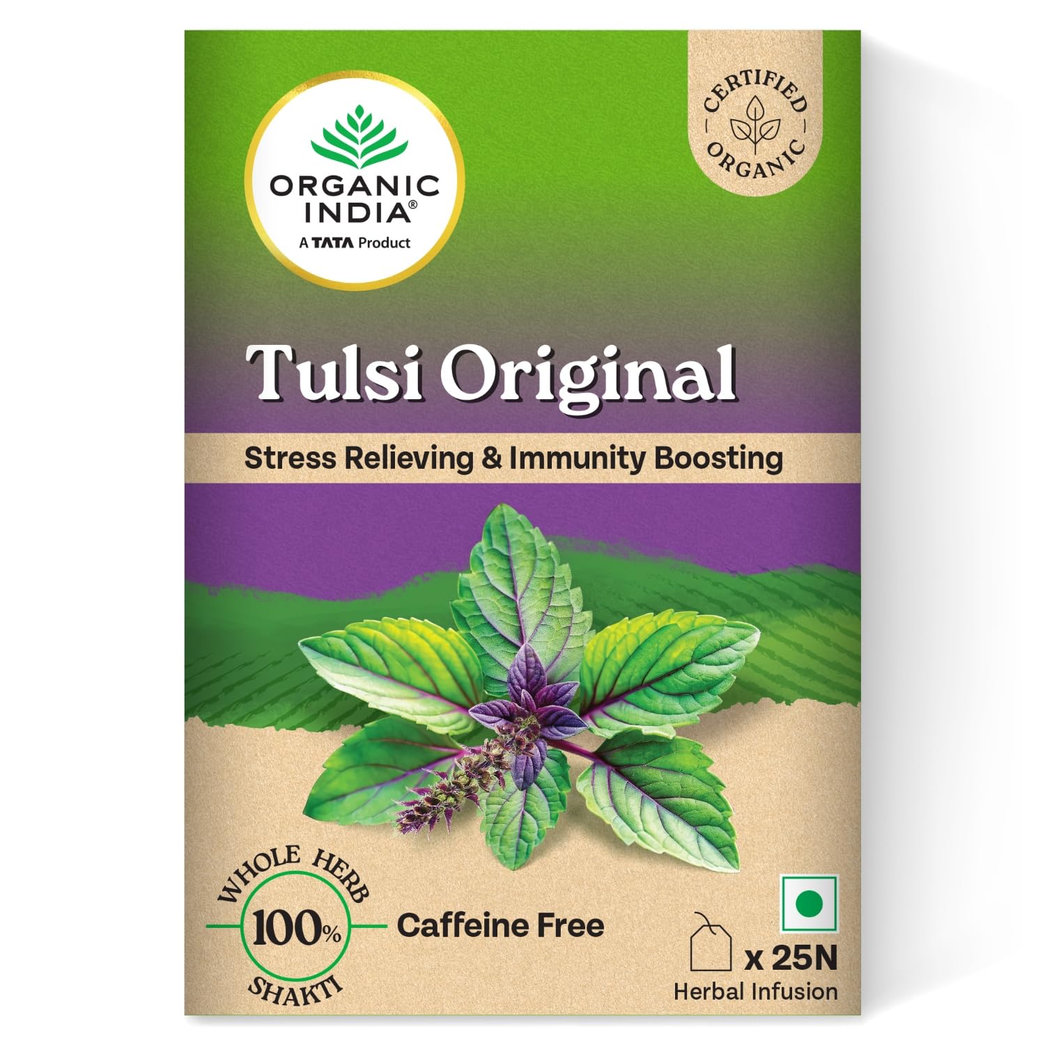 A TATA Product - Organic India Tulsi Original - 25 Tea Bags, Caffeine-Free Herbal Tea with Tulsi, Natural Detoxifier, Rich in Antioxidants, Convenient Staple-Free Bag – view 4