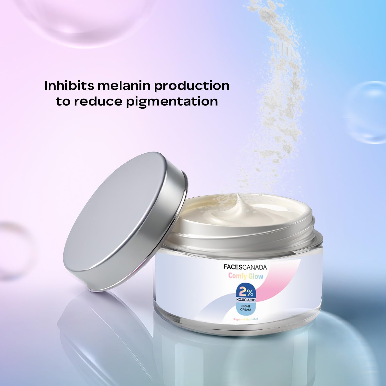 FACES CANADA 2% Kojic Acid Comfy Glow Night Cream with Niacinamide & Alpha Arbutin for Skin Brightening (25 gm) – view 3