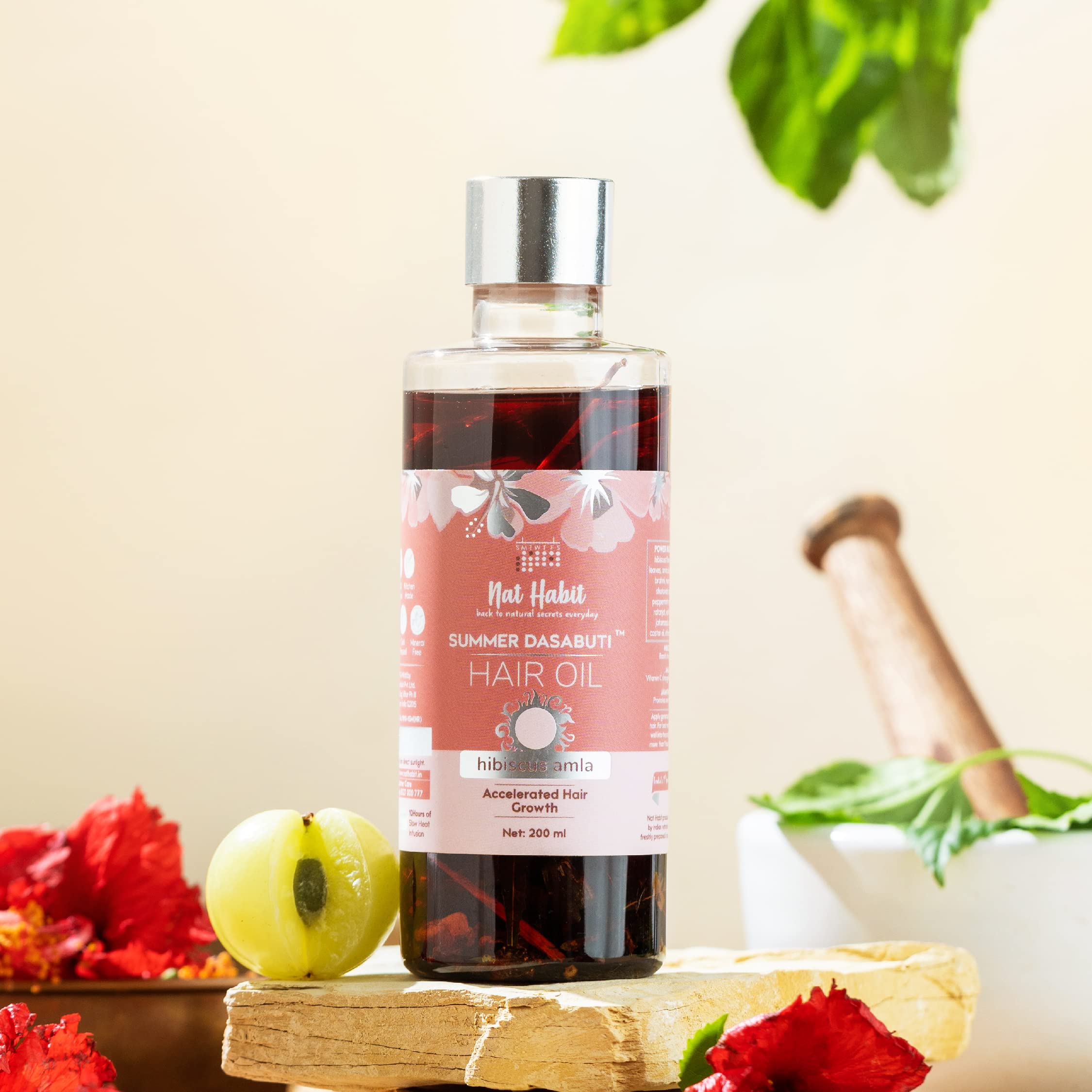 Nat Habit Hibiscus Amla Hair Oil For Men & Women, Helps In Hair Growth & Thickness, For All Hair Types, No Paraffin, Mineral Oil, Preservatives & Chemicals, 200ml – view 5