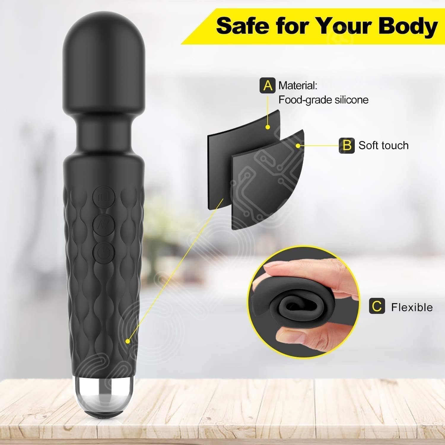 RONXS Full Body Massager for Women & Men, Rechargeable Wireless Machine for Pain Relief, Handheld Personal Massager Vibrator with Medical Grade Silicone, 8 Speeds, 20 Modes (Perosnal Massager) – view 2