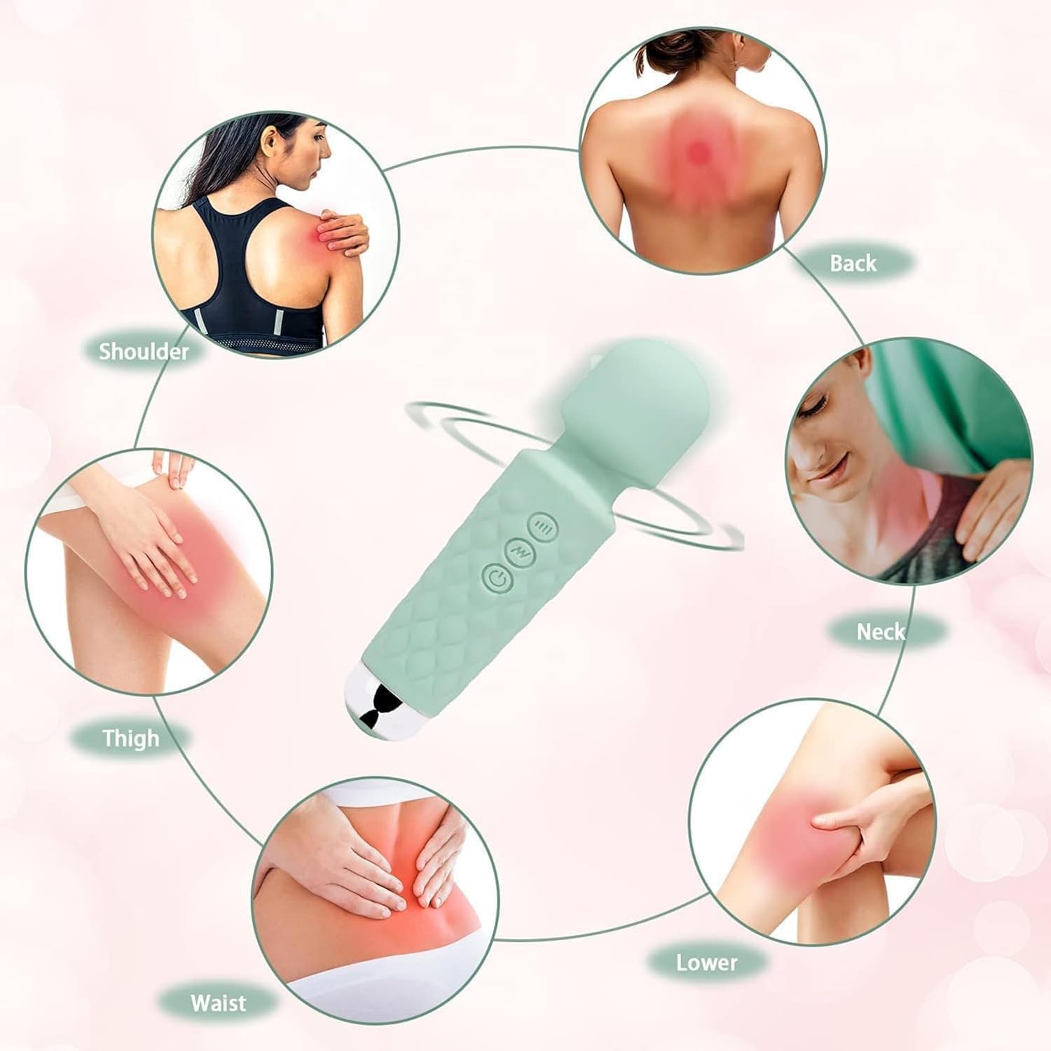 RONXS Full Body Massager for Women & Men, Rechargeable Wireless Machine for Pain Relief, Handheld Personal Massager Vibrator with Medical Grade Silicone, 8 Speeds, 20 Modes (Perosnal Massager) – view 6