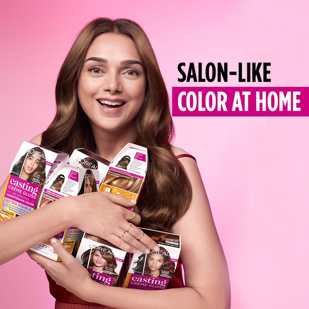 L'Oréal Paris Semi-Permanent Hair Colour, Ammonia-Free Formula & Honey-Infused Conditioner, Glossy Finish, Casting Crème Gloss, Darkest Brown 300, 87.5g+72ml – view 2
