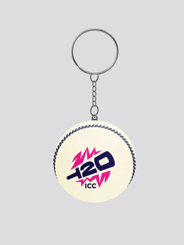 ICC Men's T20 WC-24 Logo Printed Wooden Keychain - (Pack of 1)
