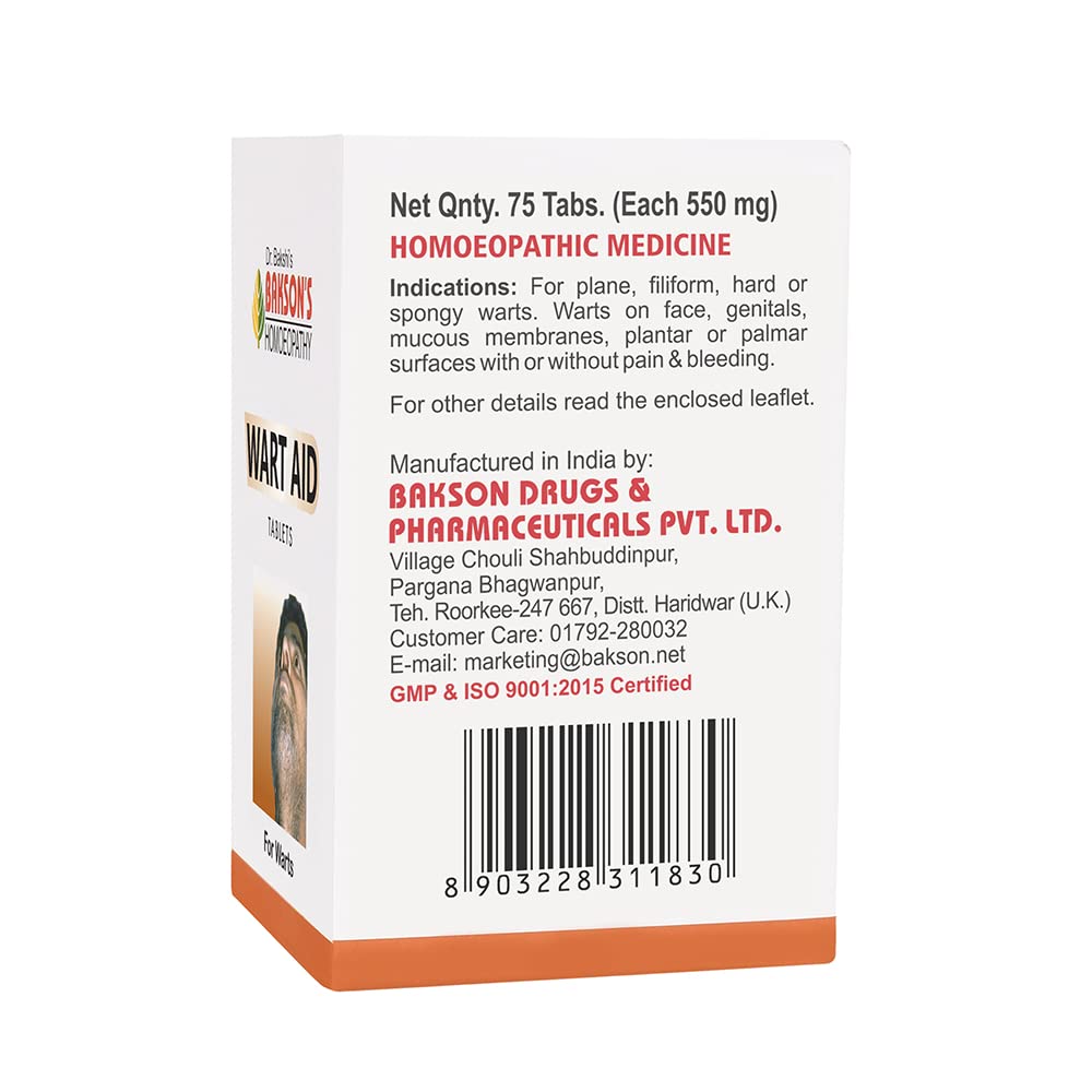 Dr. Bakshi's BAKSON'S HOMOEOPATHY WART AID TABLETS -75TABS – view 2