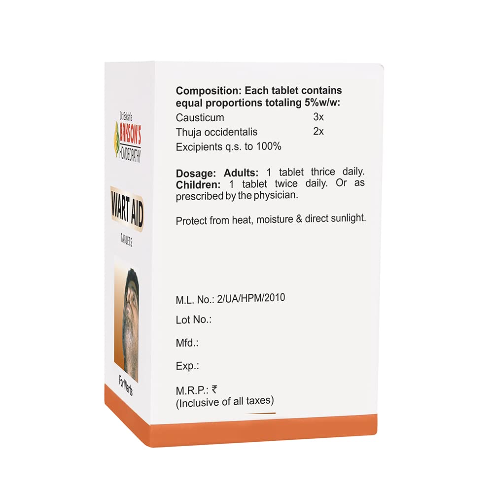 Dr. Bakshi's BAKSON'S HOMOEOPATHY WART AID TABLETS -75TABS – view 3