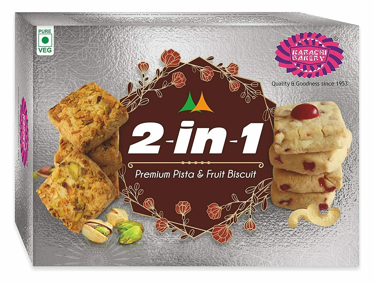 Karachi Bakery Gift Pack 2 In 1 Fruit Biscuits & Premium Pista Biscuits 800G ( 400 Grams X 2 Packs ) – view 2