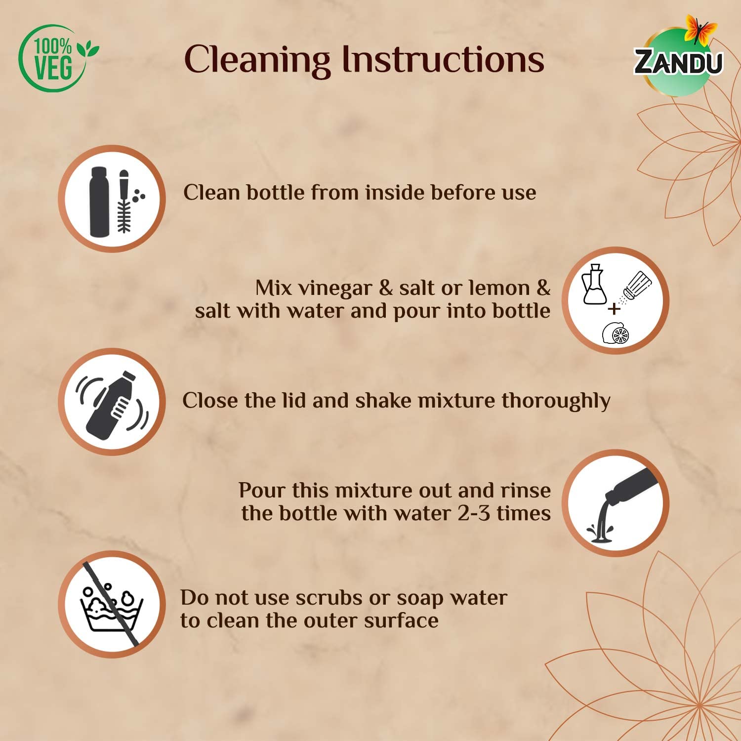 Zandu Copper Bottle (950ml): 100% Pure Copper – view 6