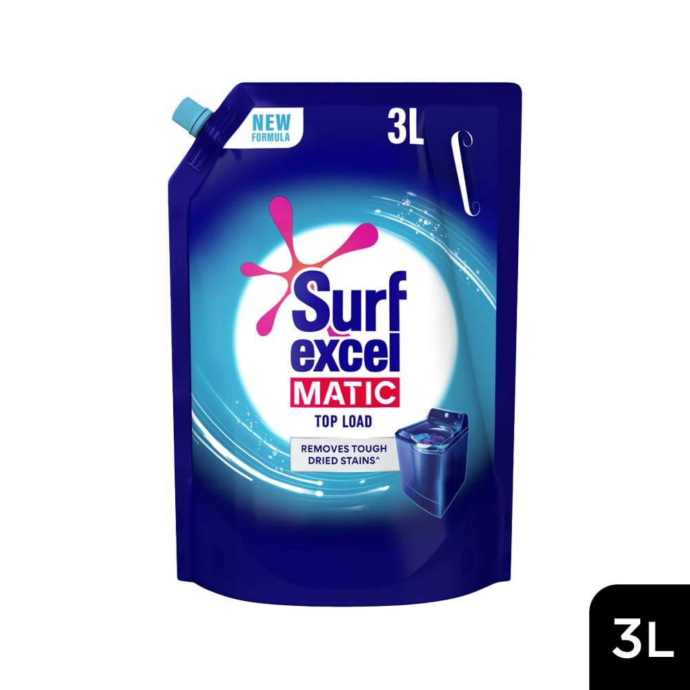 Surf Excel Matic Top Load Liquid Detergent 3 L Refill Pouch, Specially designed to remove Tough Dried Stains, 1st time in Washing Machine – view 6