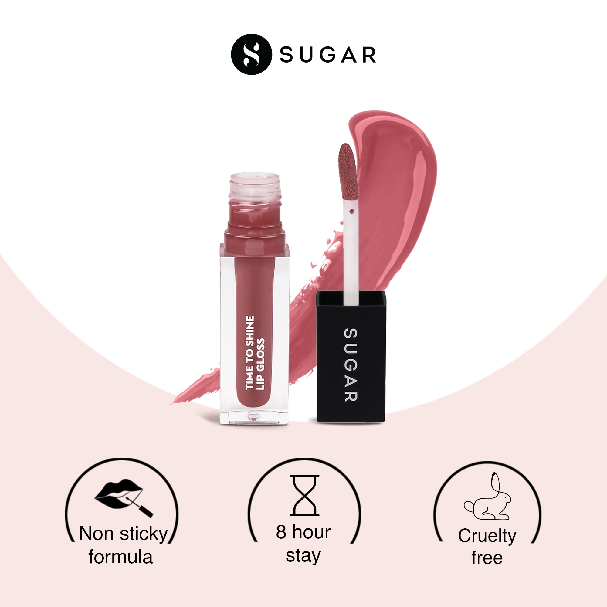SUGAR Cosmetics - Time To Shine - Lip Gloss - 02 Velma Pinkley (Pink Nude) - 4.5 gms - High Shine Lip Gloss with Jojoba Oil – view 2