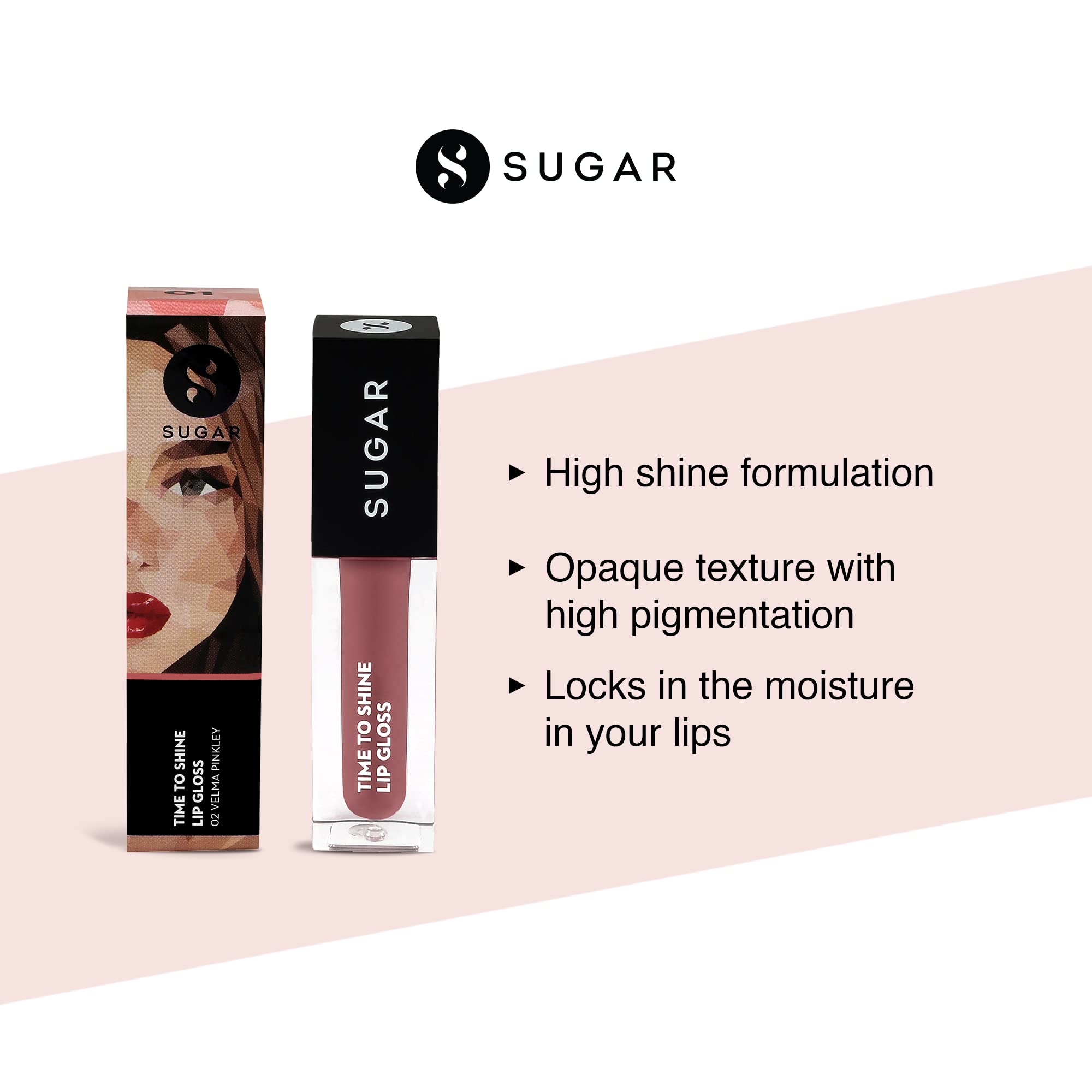SUGAR Cosmetics - Time To Shine - Lip Gloss - 02 Velma Pinkley (Pink Nude) - 4.5 gms - High Shine Lip Gloss with Jojoba Oil – view 3