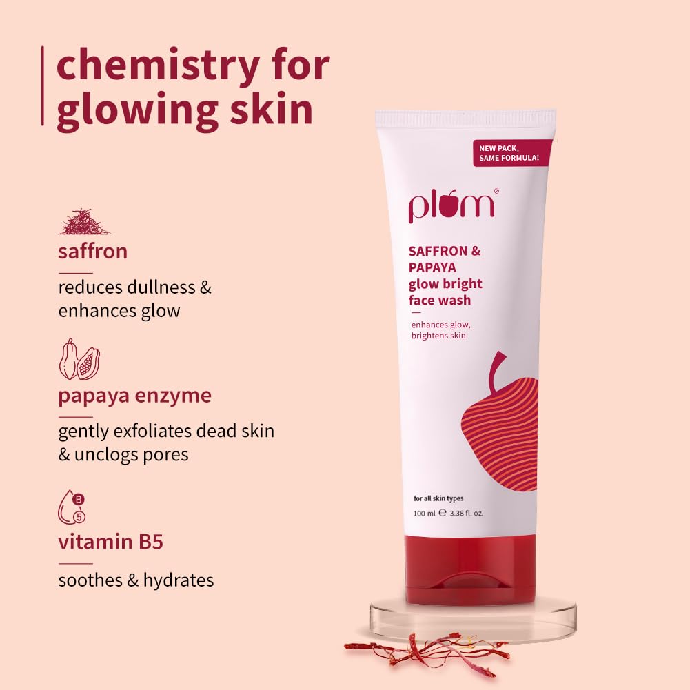Plum Saffron & Papaya Glow & Brightening Face Wash with Vitamin B5 – view 4