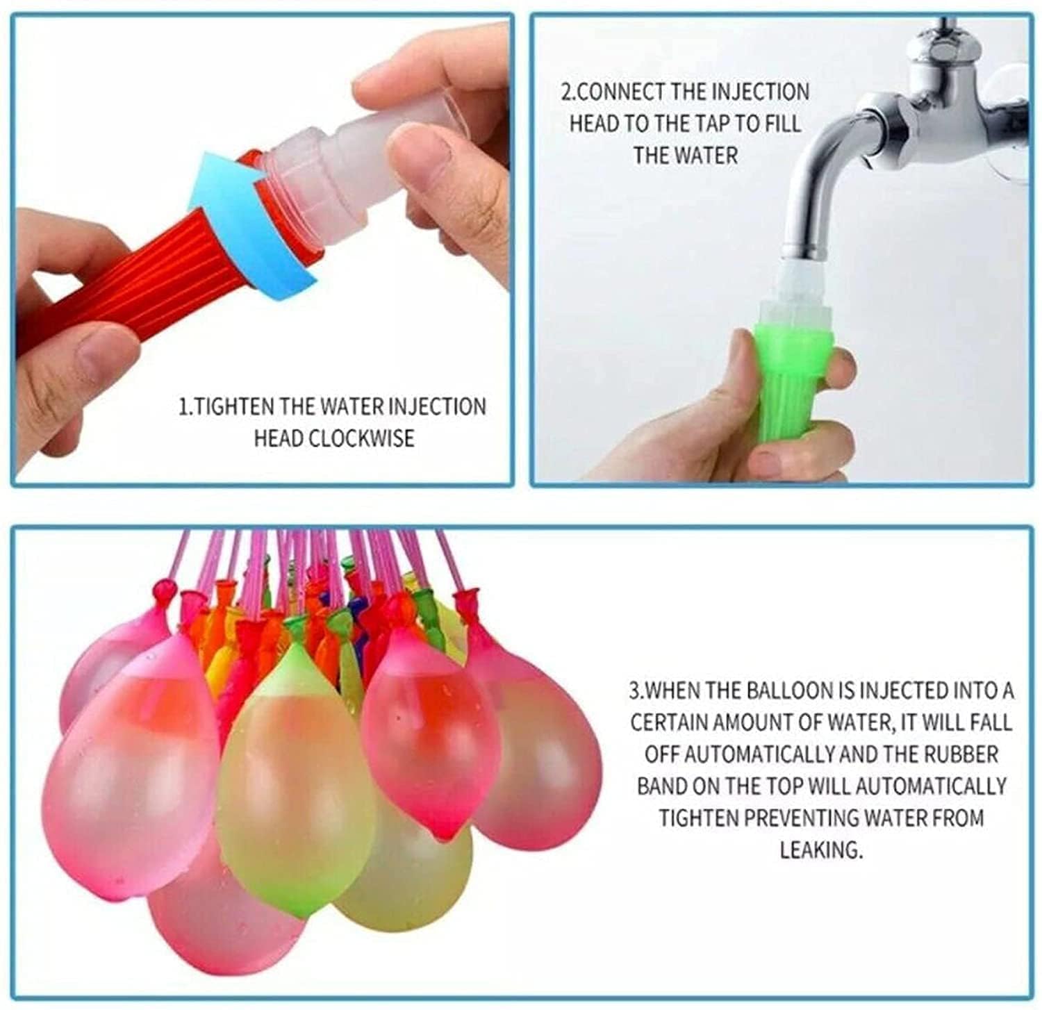 Holi Water Balloon/Quick Water Filling Balloons for Kids Boys, Girls - Festival Summer Fun - Gift Item for Family, Friends, Children Pack of 3 – view 4