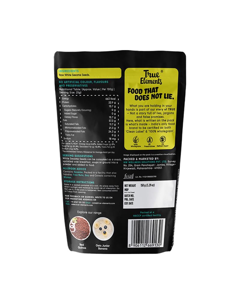 True Elements White Sesame Seeds 150gm (Pack of 2) - Til White Seeds – view 2