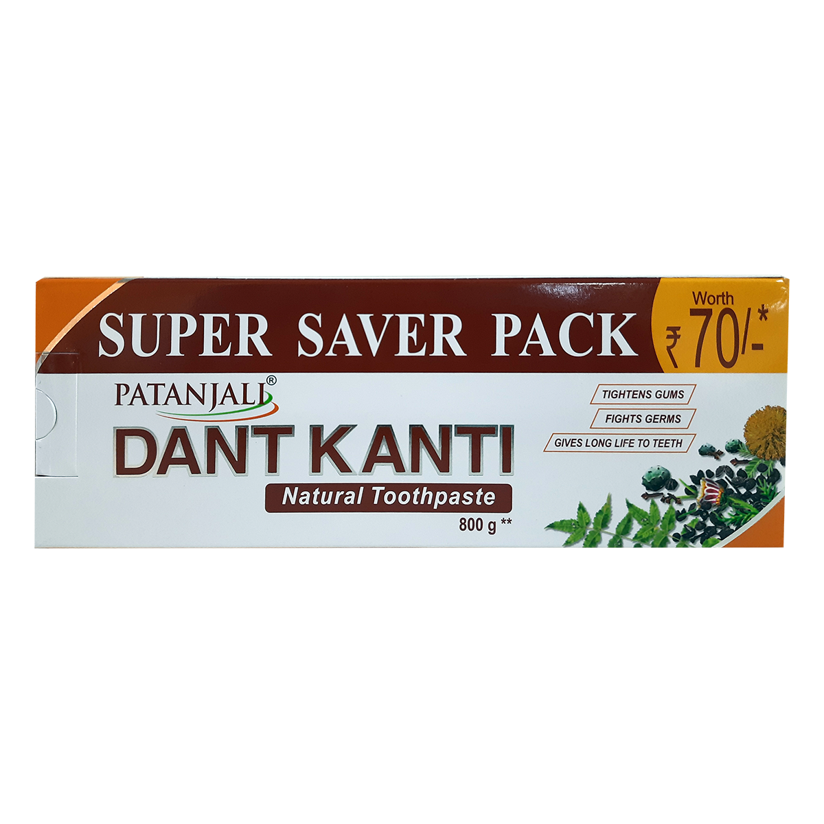 Four-tube Patanjali Dant Kanti herbal toothpaste 800 g box