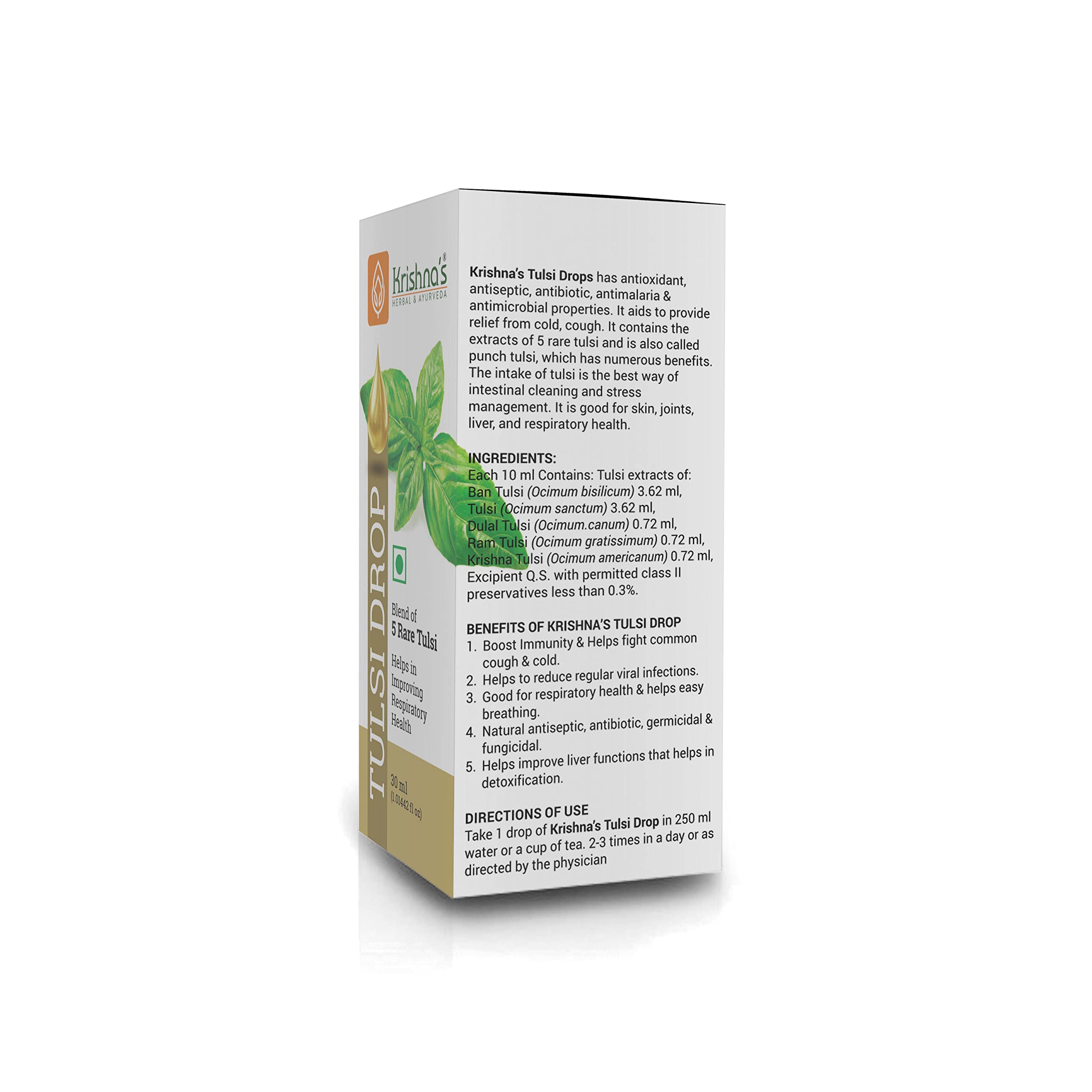 Krishna's Tulsi Drops 30 ml of 5 Rare Tulsi Drop for Natural Immunity Boosting – view 8