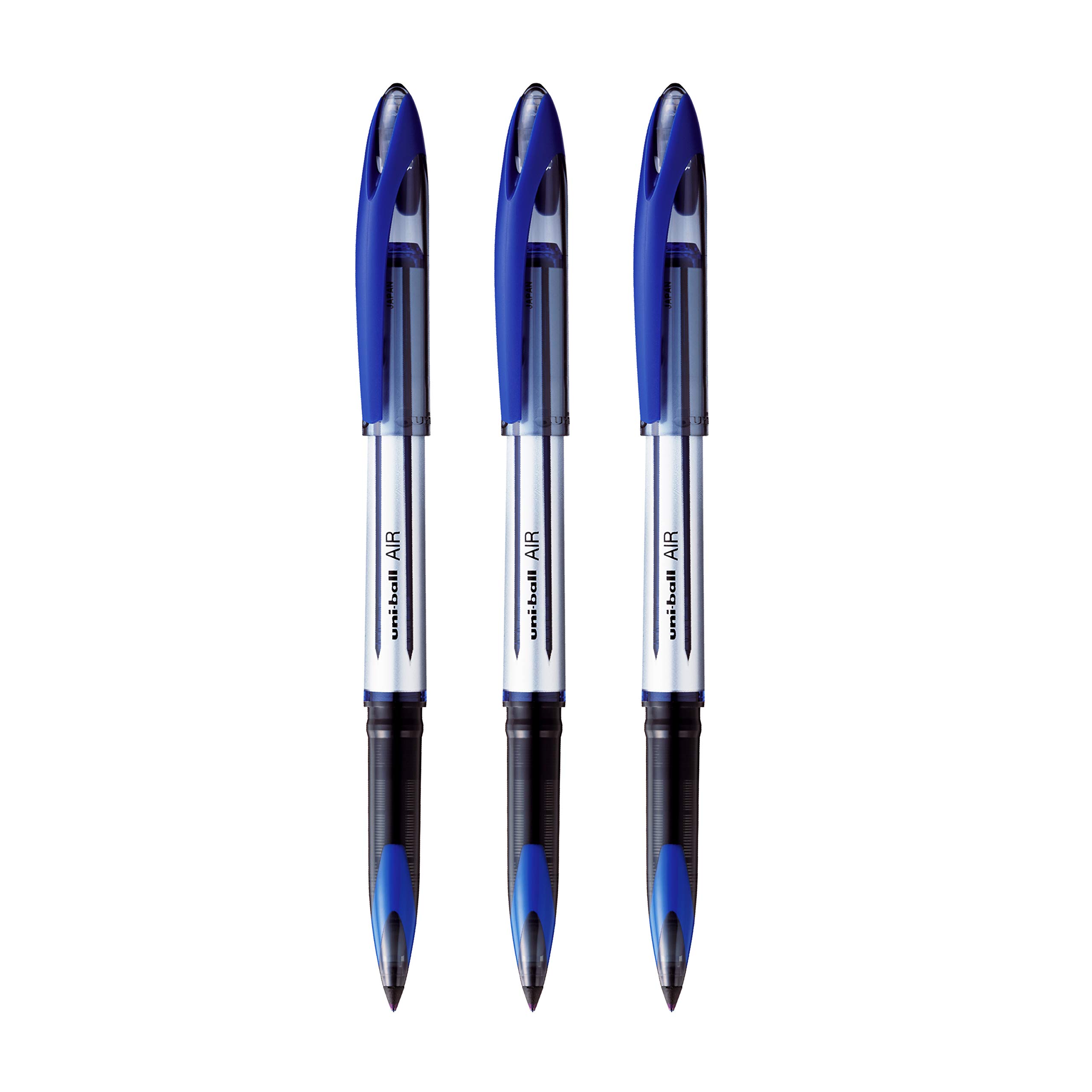 Blue body uni-ball Air roller ball pens three-pack