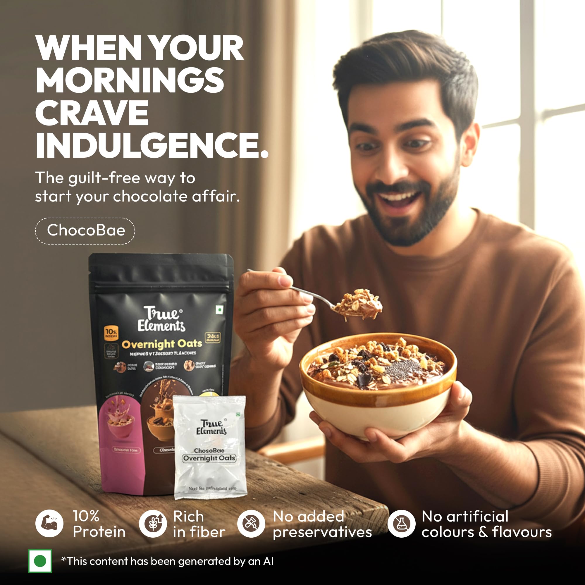 True Elements Overnight Oats - Inspired By Dessert Flavours 372gm – view 3