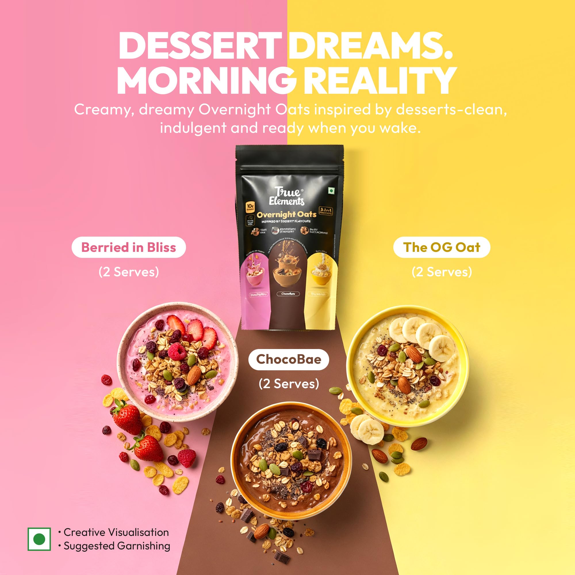 True Elements Overnight Oats - Inspired By Dessert Flavours 372gm – view 6