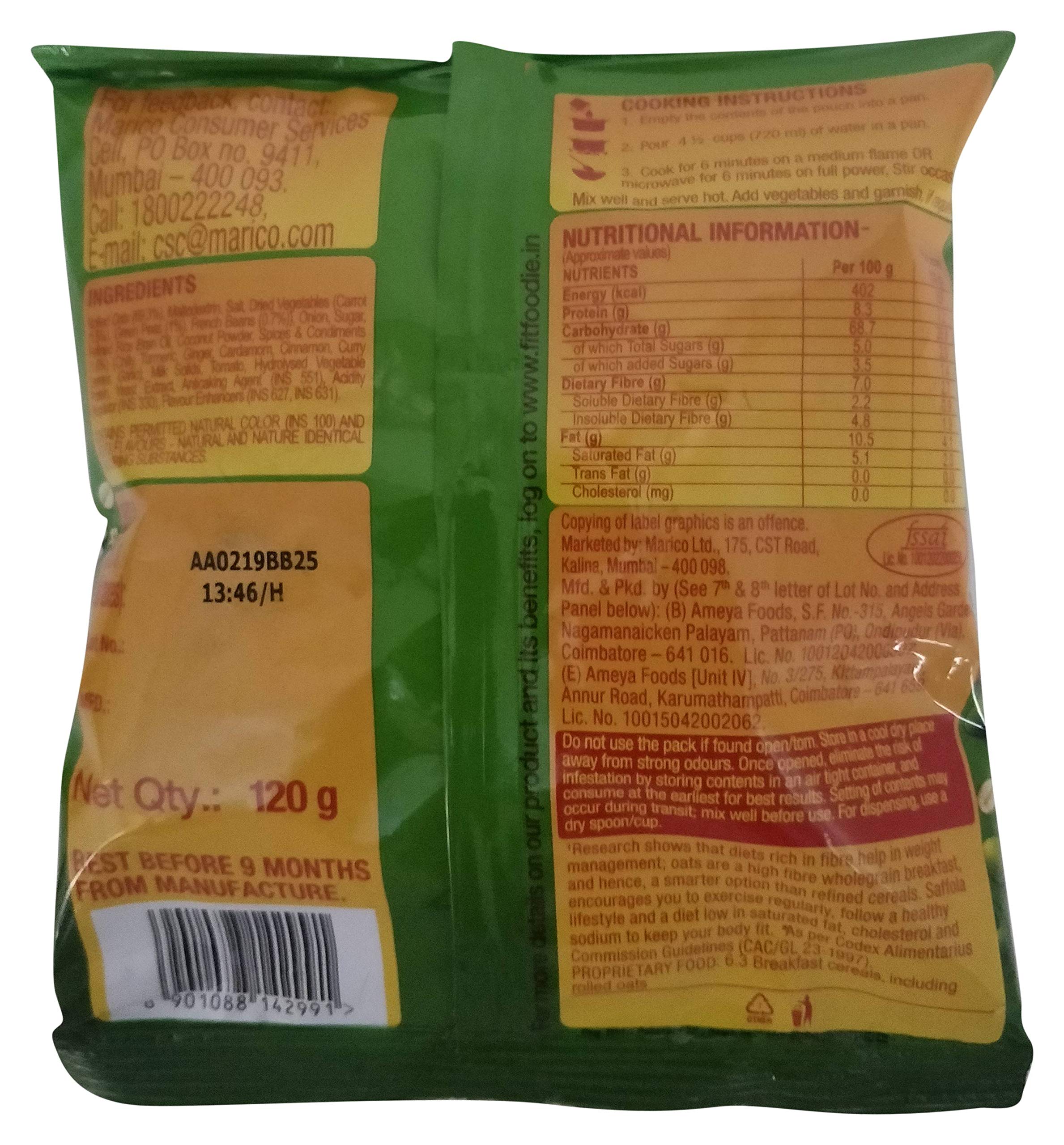 Saffola Masala Oats - Veggie Twist, 120 g – view 2