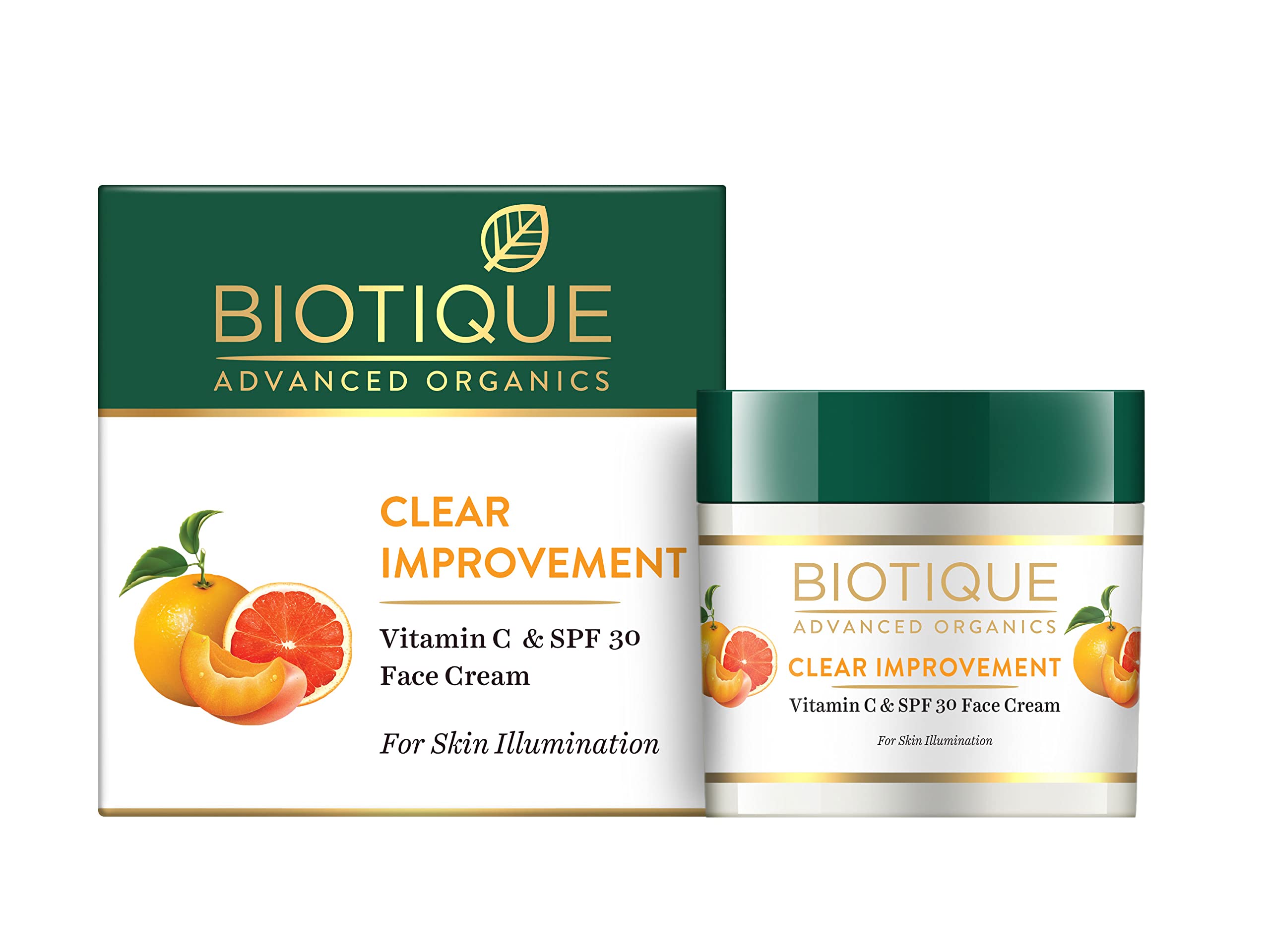 Biotique Advanced Organics face cream jar with vitamin C and SPF 30