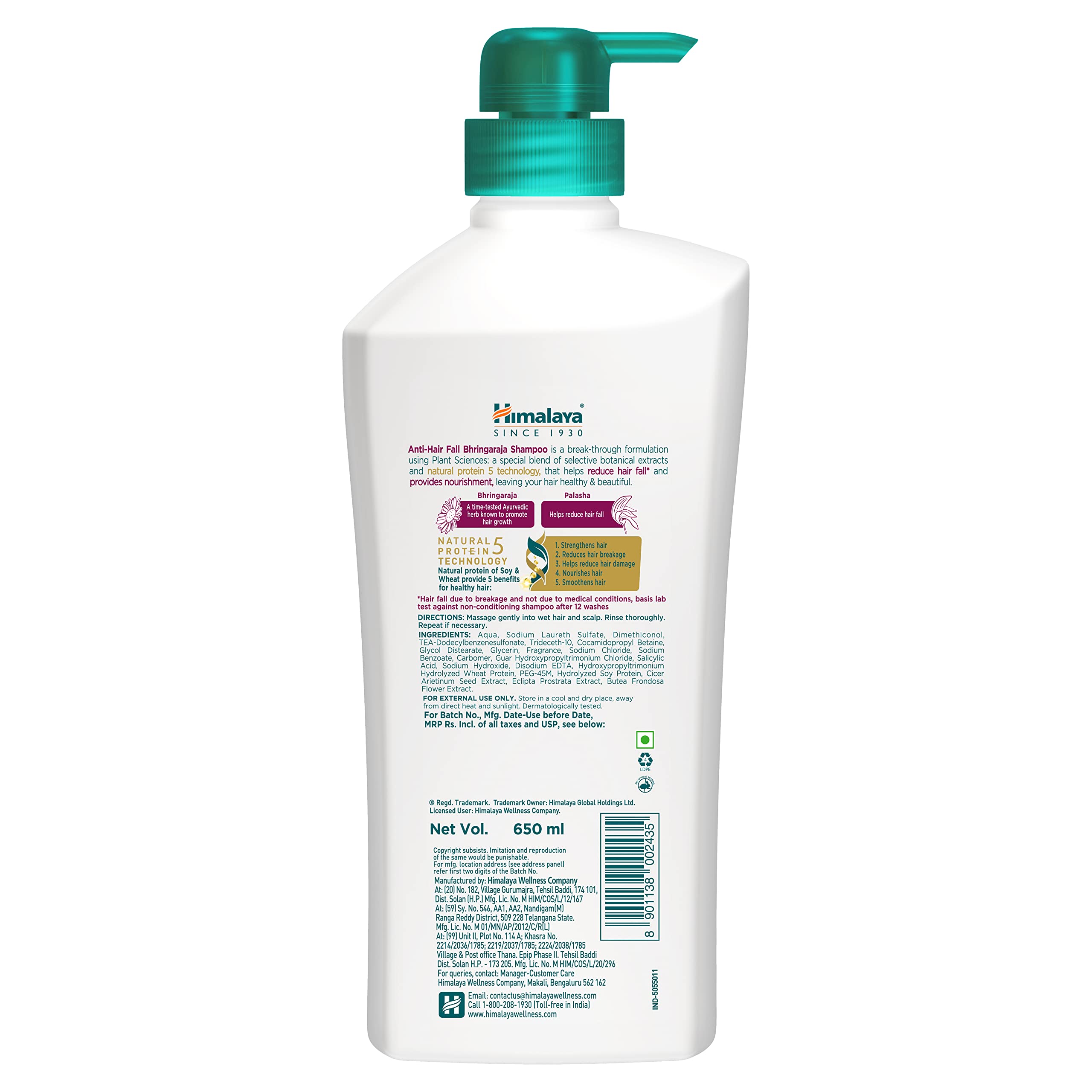Himalaya Anti-Hair Fall Bhringaraja Shampoo, Reduces Hair Fall, Makes Hair Healthy, With Bhringaraja & Palasha,for men and women, 650ml – view 9